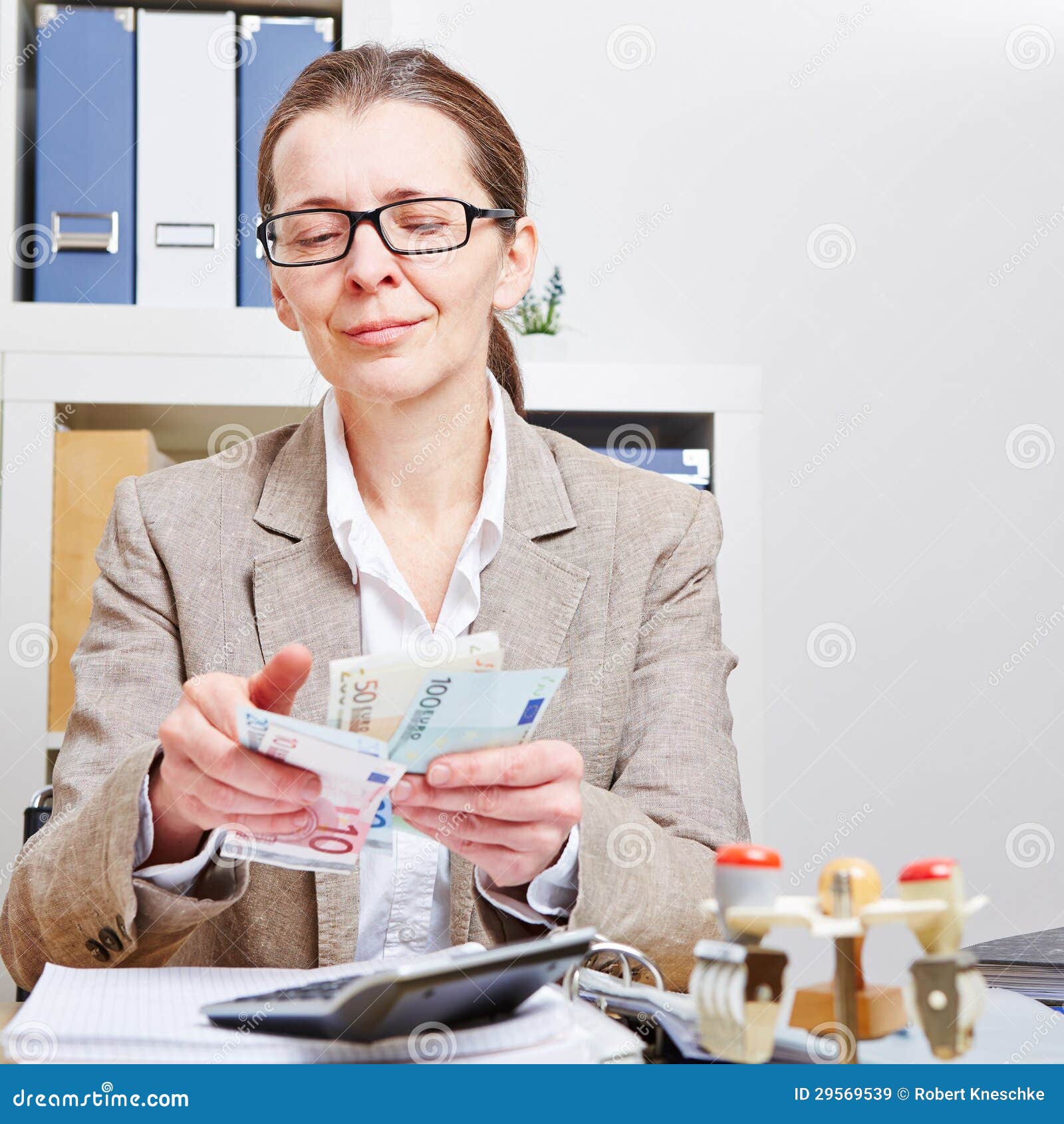 Senior Accountant Counting Euro Stock Image Image of elderly, earning