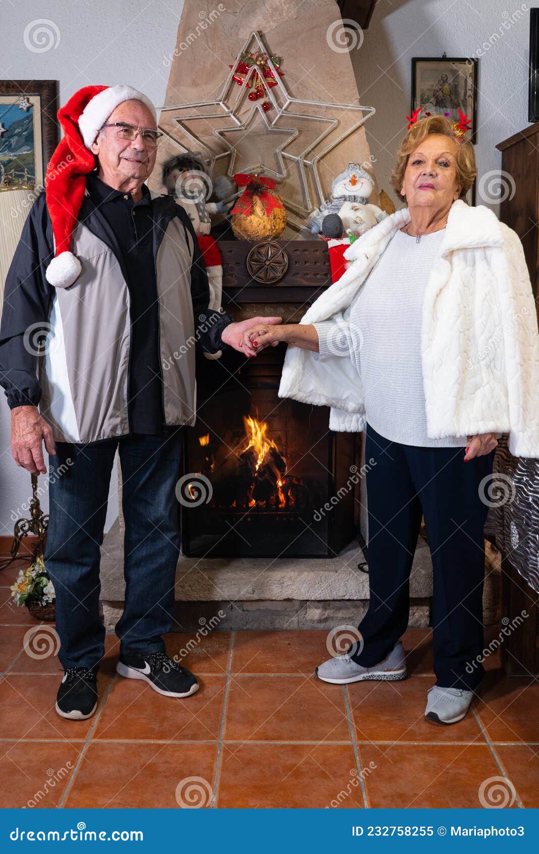senior couple celebrating christmas,enjoying these emotional and family holidays