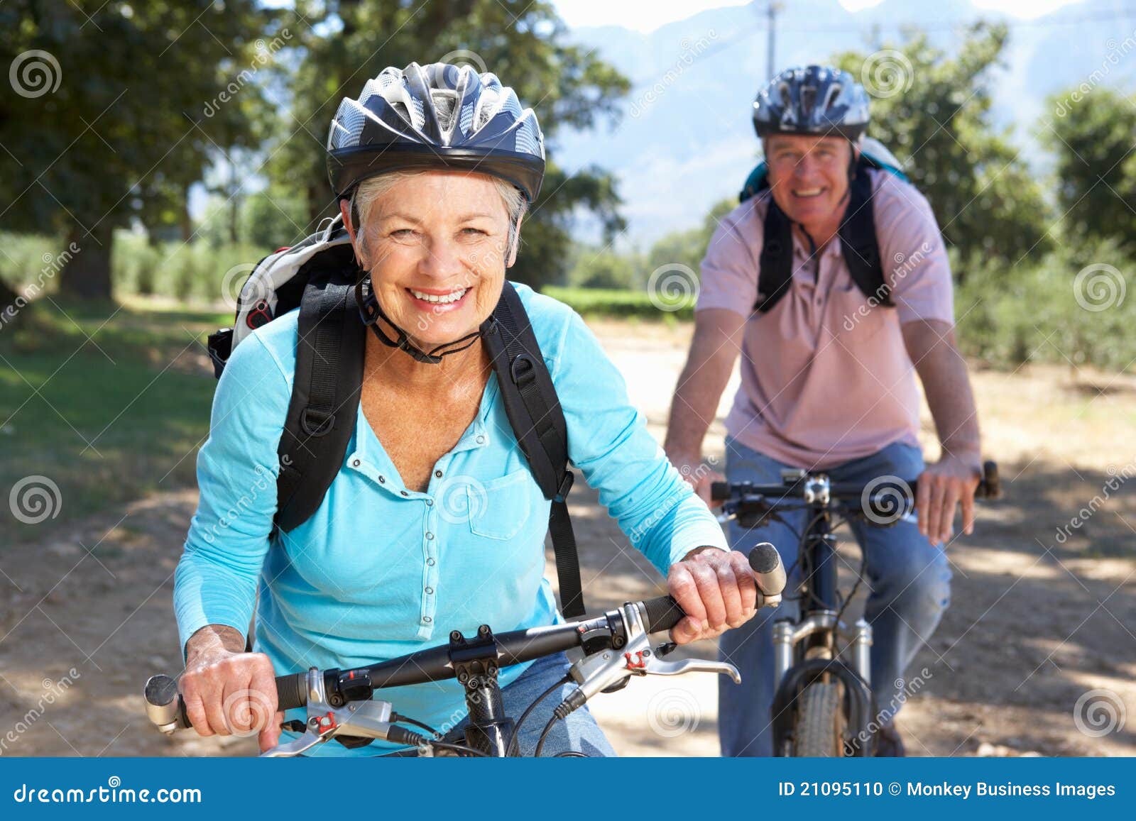 senior couple on country bike ride