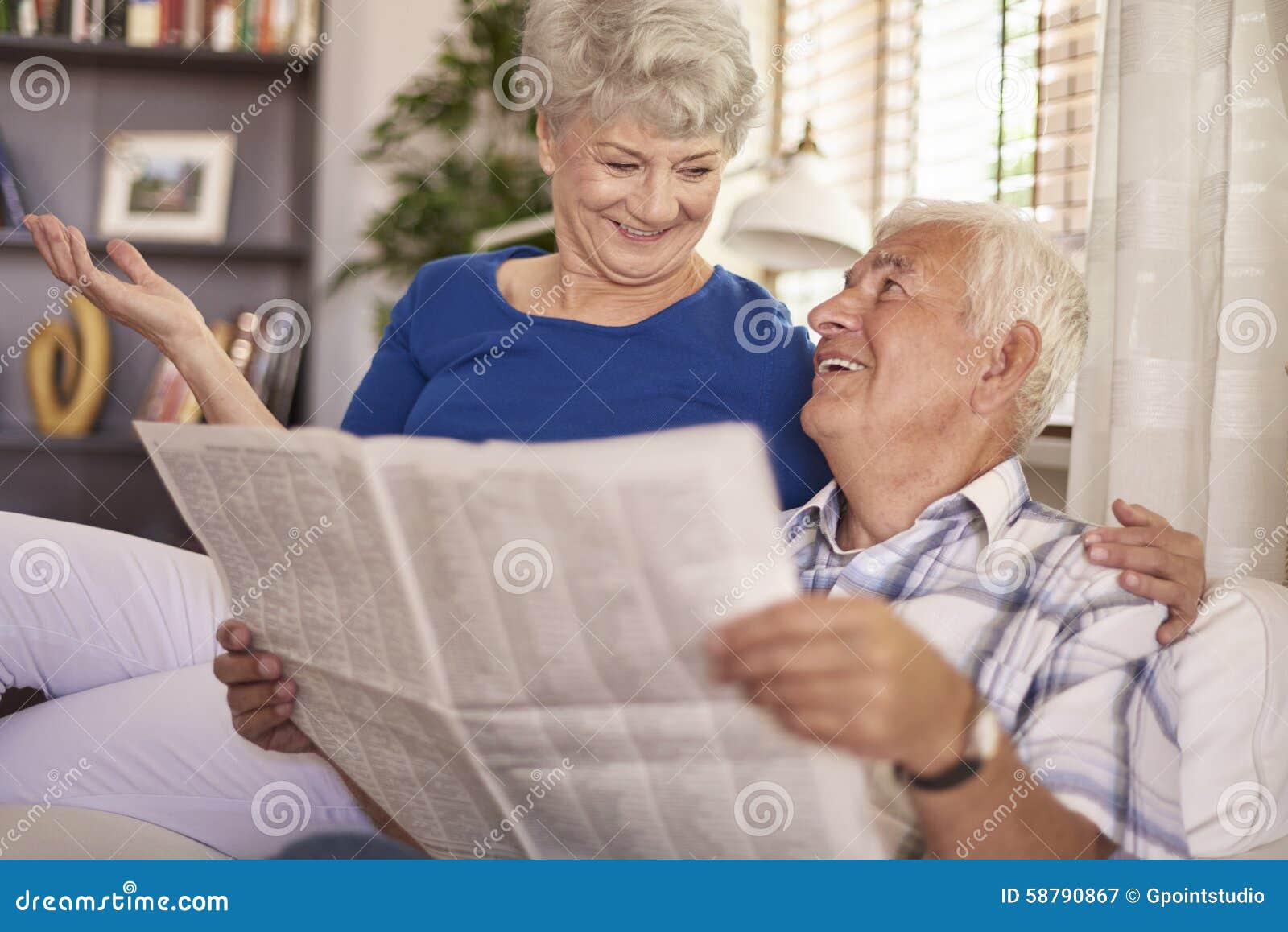 senior couple discussion about recent news