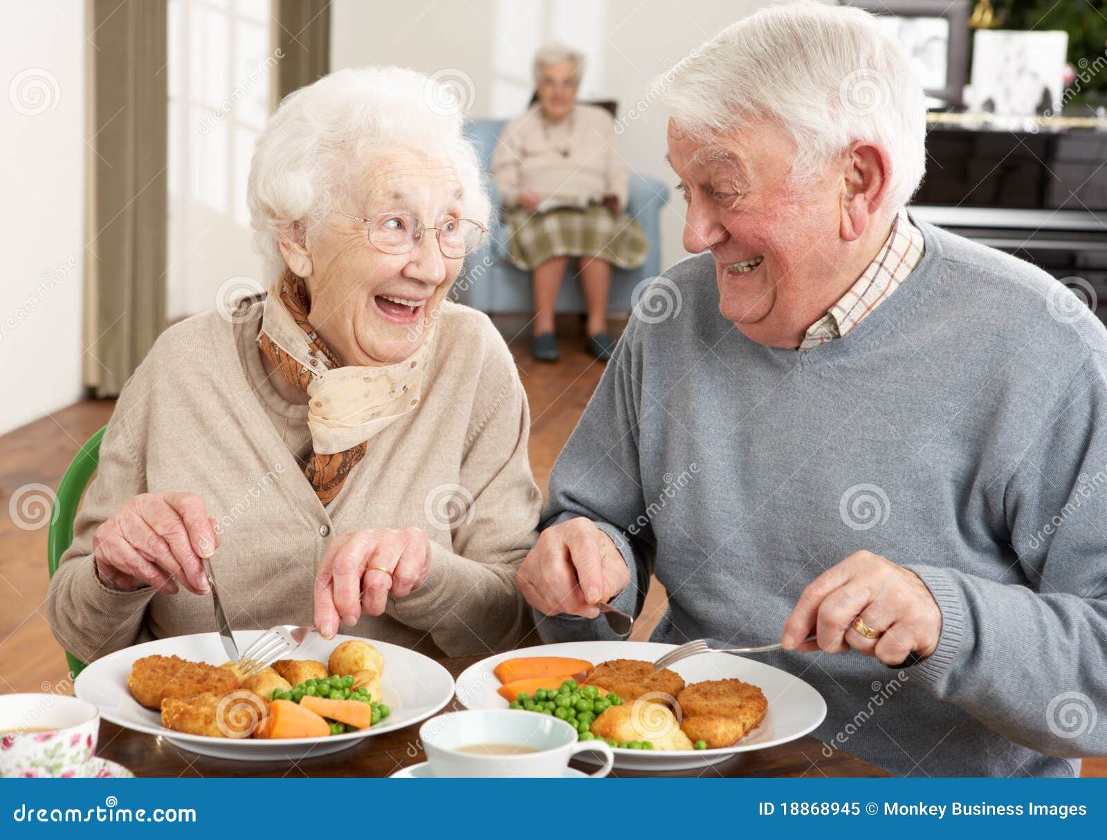 senior couple enjoying meal together