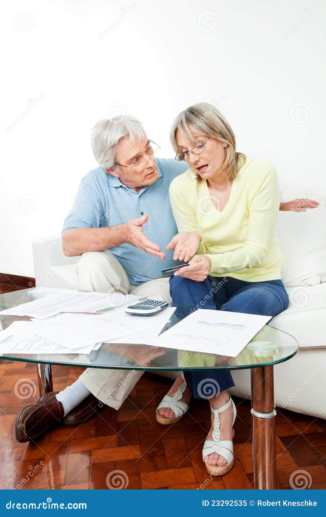 Senior Couple Fighting Over Money Stock Image Image of caucasian, costs 23292535