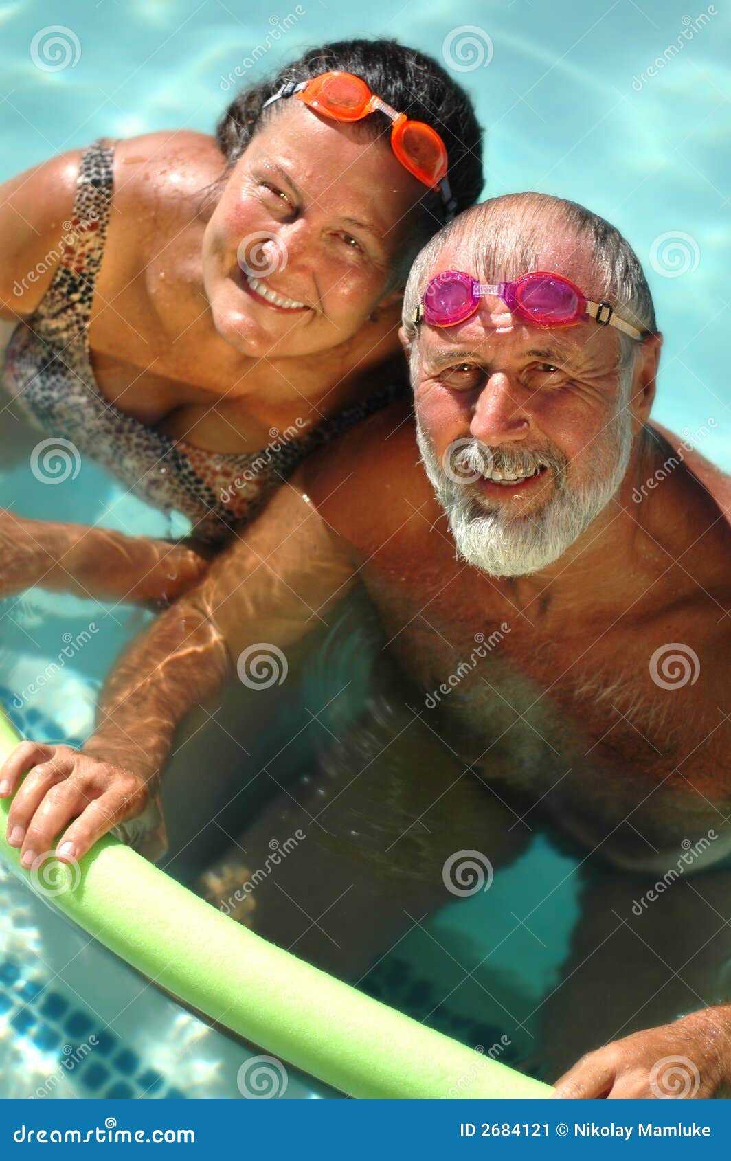 Senior Couple Swimming Together Stock Image Image 2684121