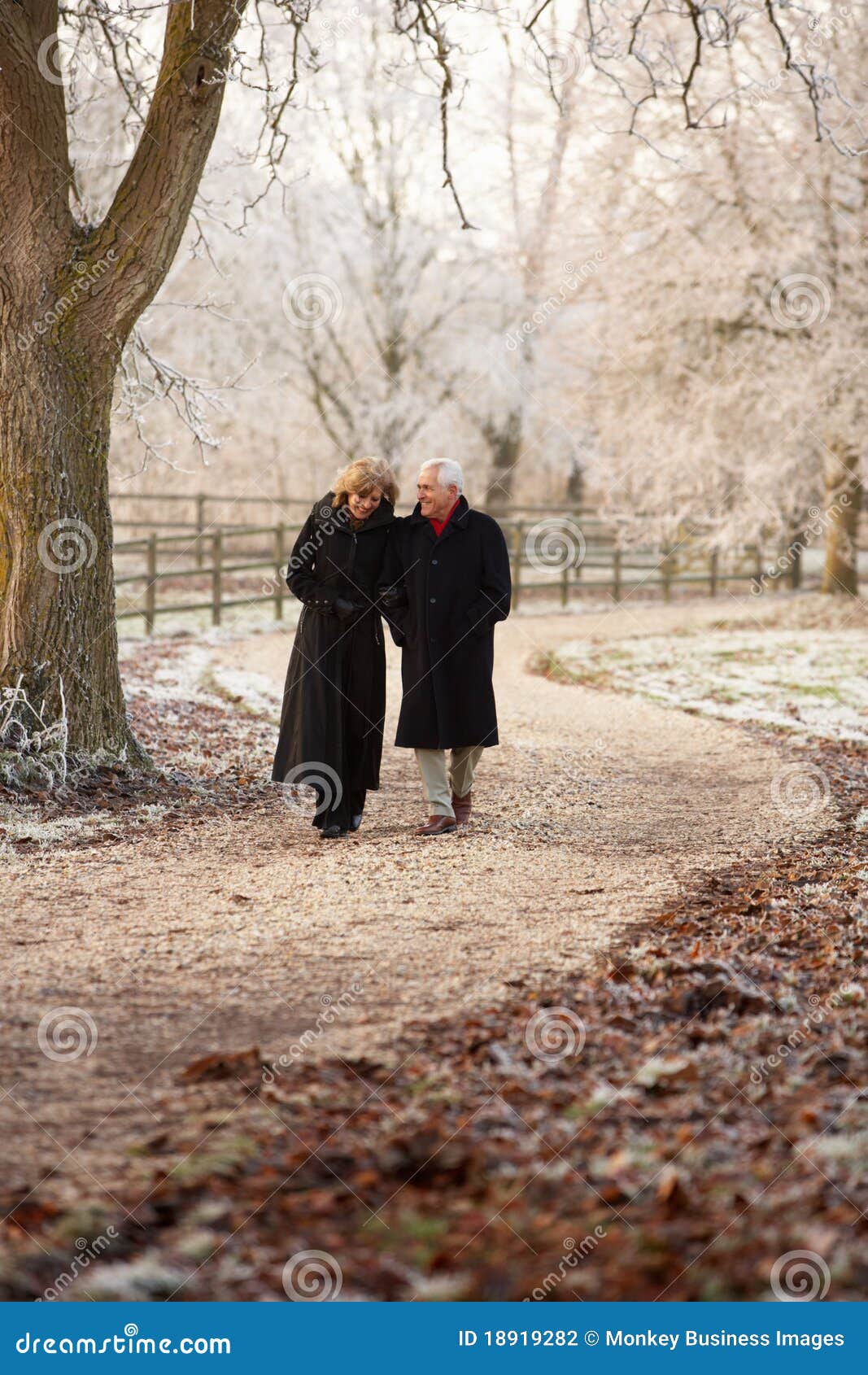 senior couple on winter walk