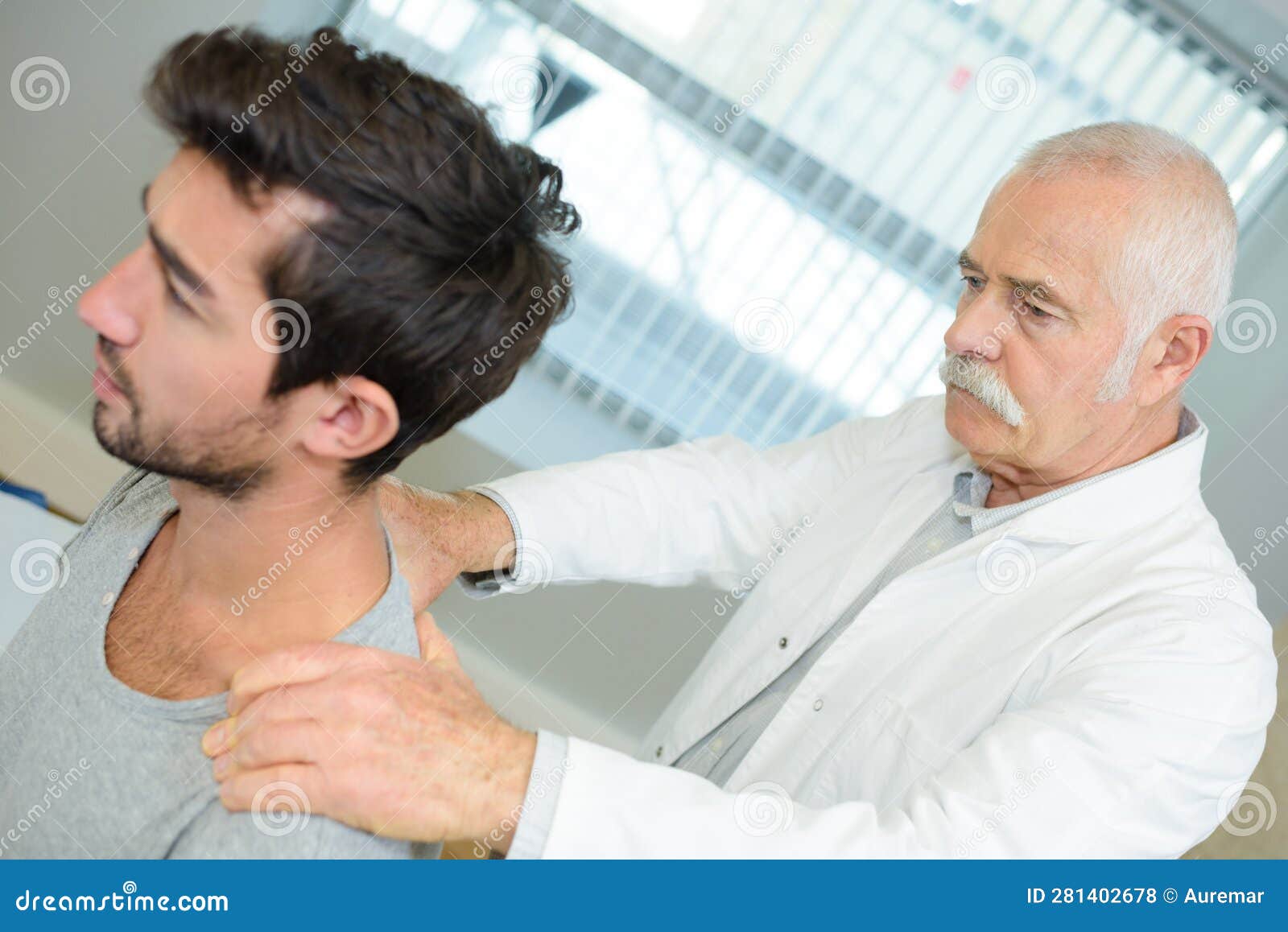 Senior doing back massage stock photo. Image of care 281402678