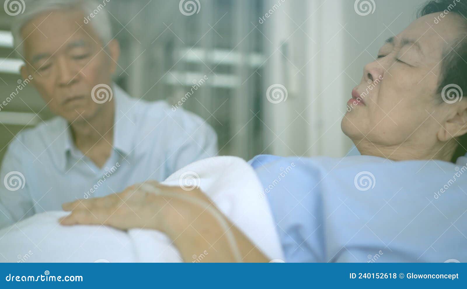 Senior Elder Husband Visitng Sick Wife at Hospital Worry about Medical ... picture