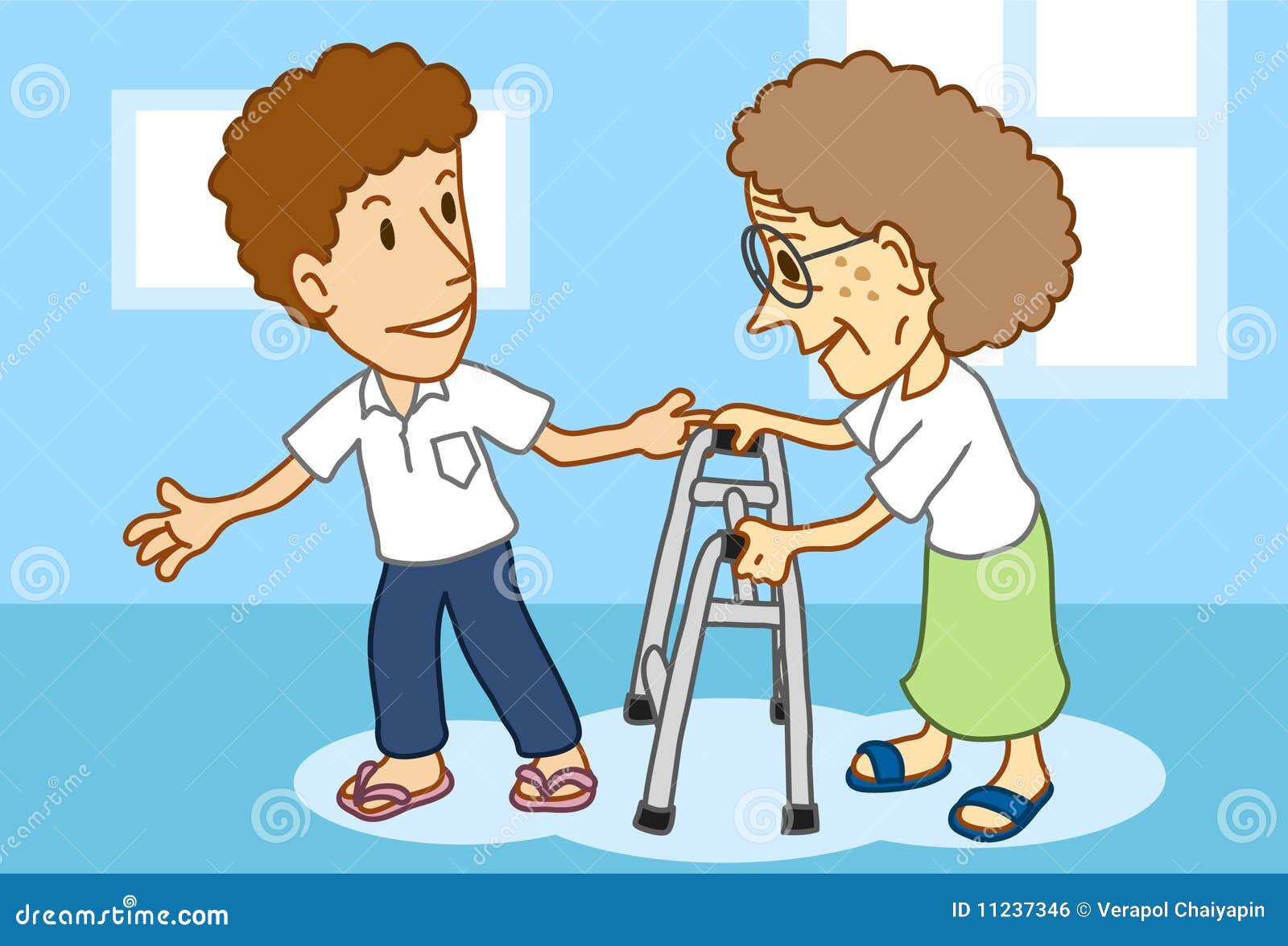 clipart helping elderly people