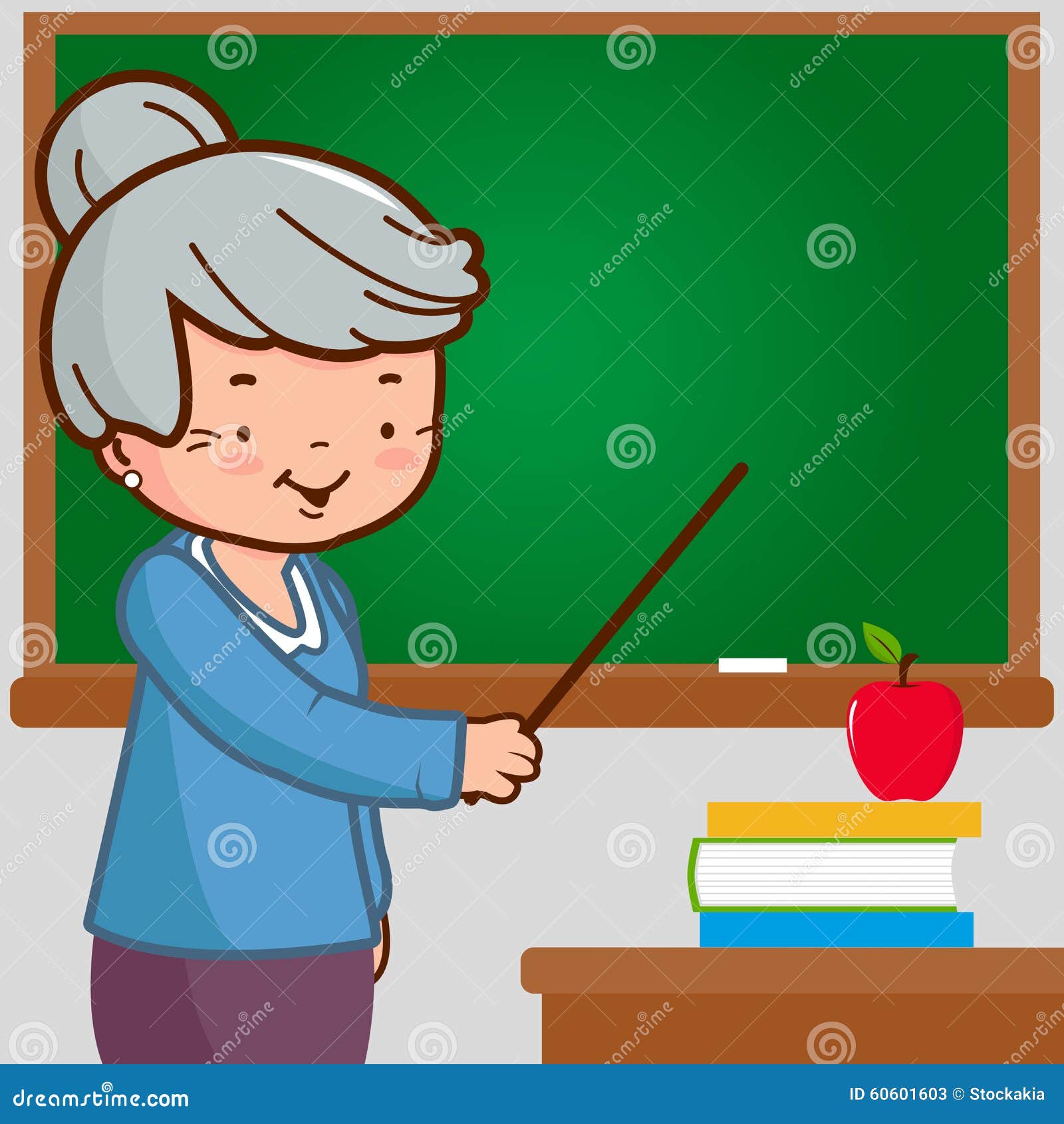 Senior Female Teacher On Blackboard Stock Vector Image