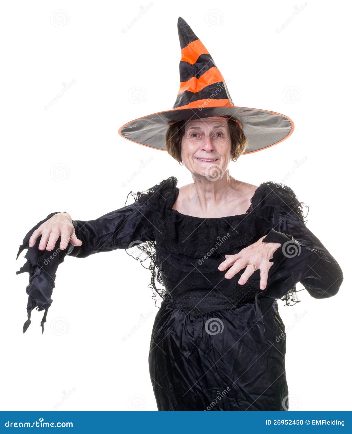 Senior in Halloween Witch Costume Stock Photo Image of elderly