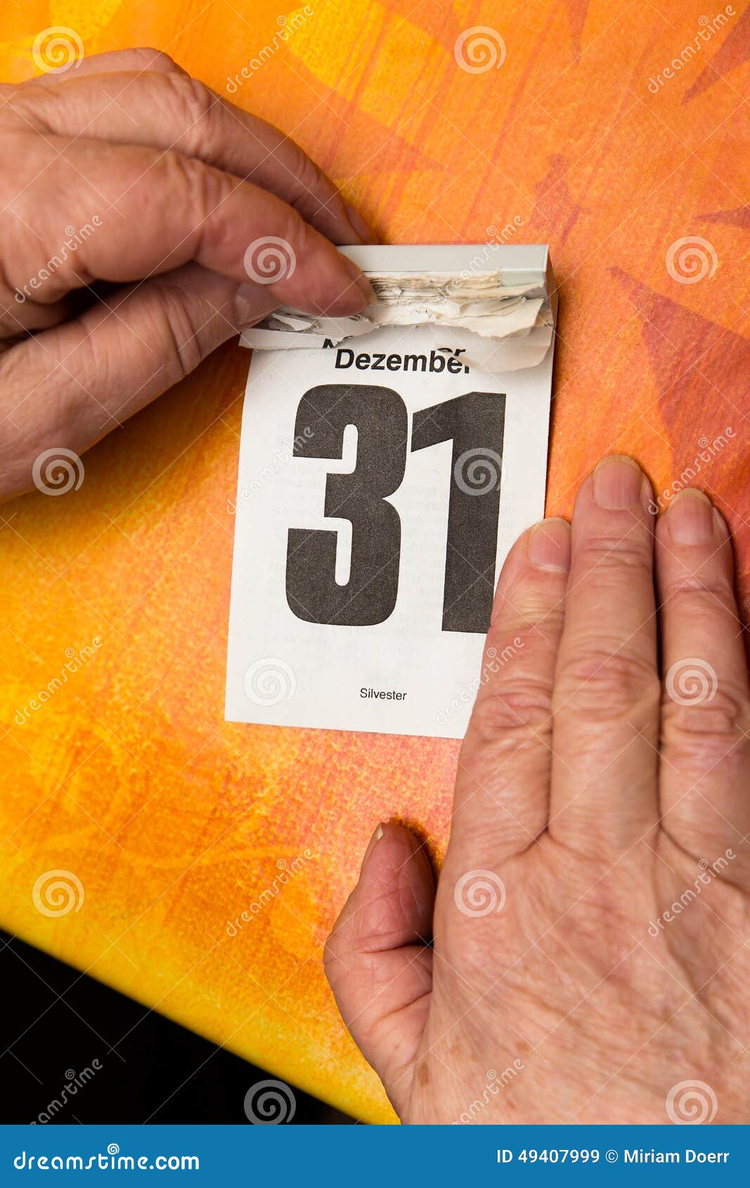 Senior Hands with Calendar 31 December Stock Image Image of symbol