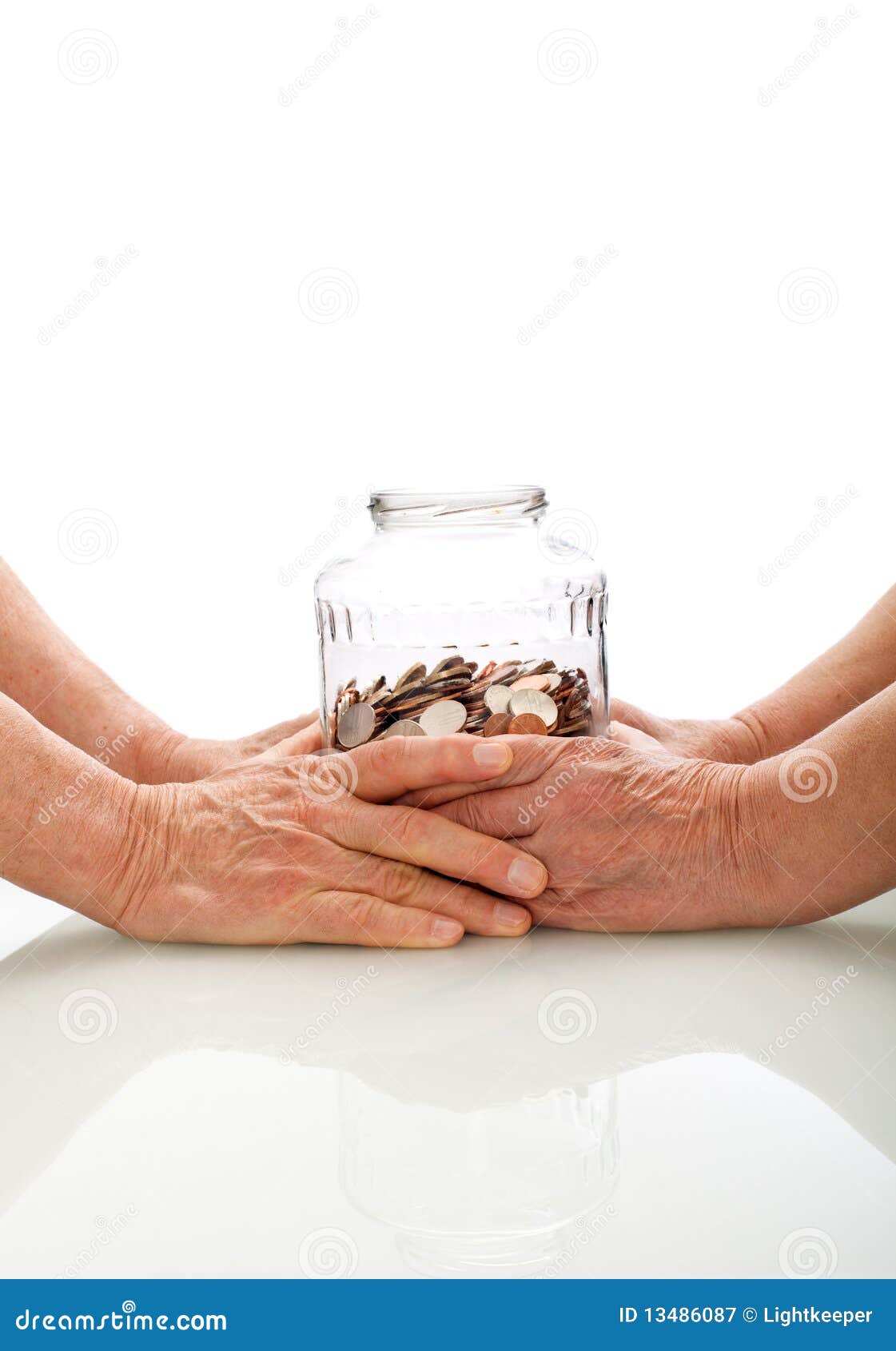 Senior Hands Holding a Jar with Coins Stock Image Image of insurance