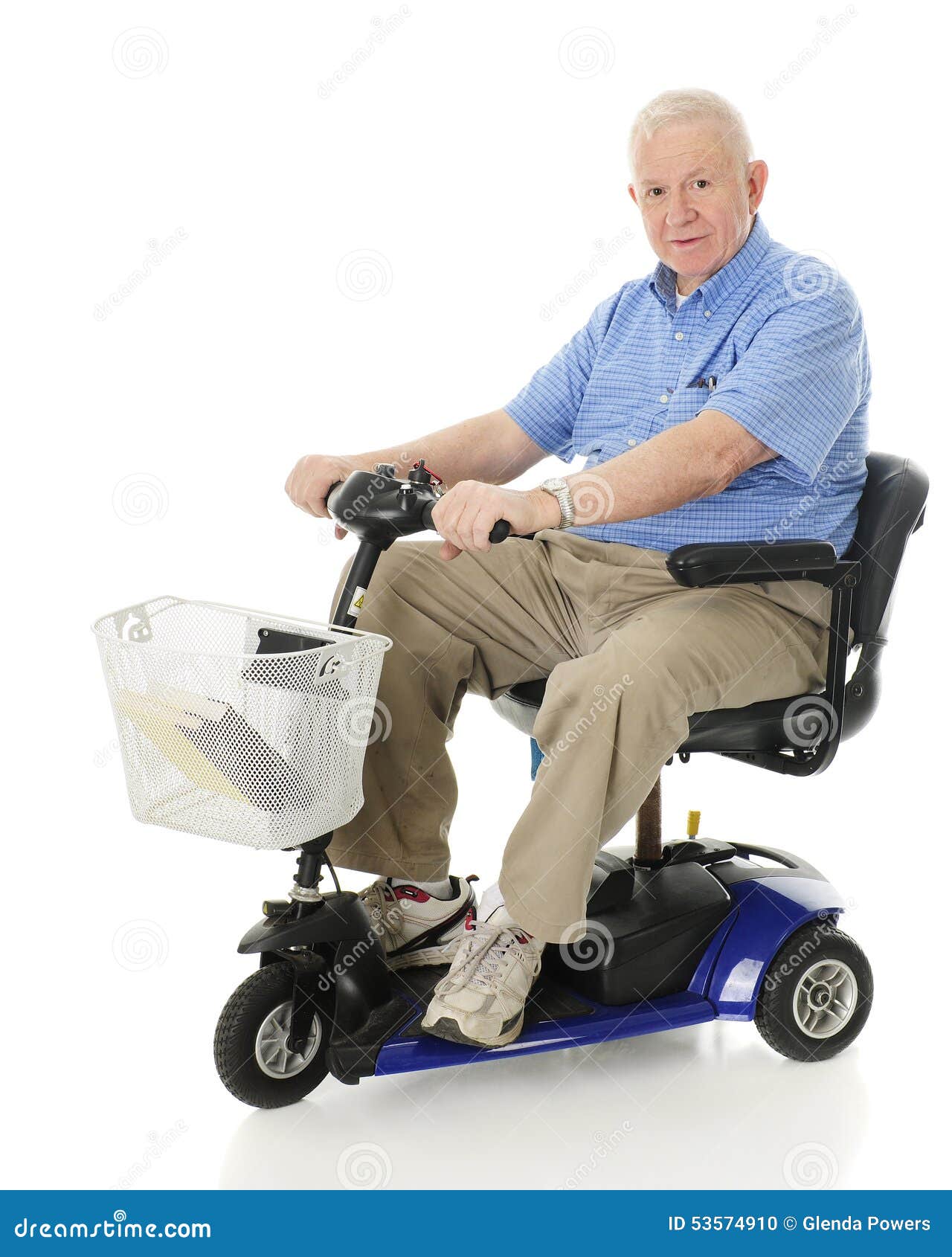 senior happy with his scooter