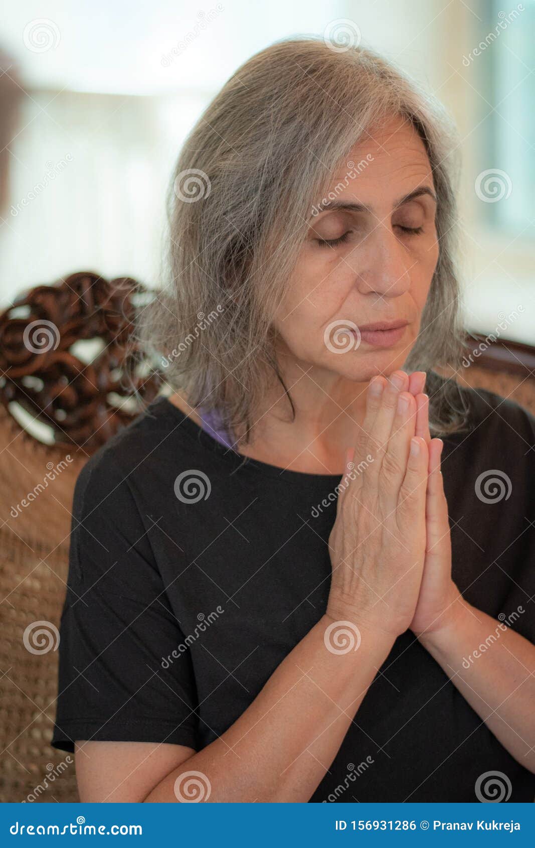 Senior Indian Woman with Grey Hair and Glowing Skin, Meditating in the  Morning. Stock Photo - Image of diseases, hill: 156931286