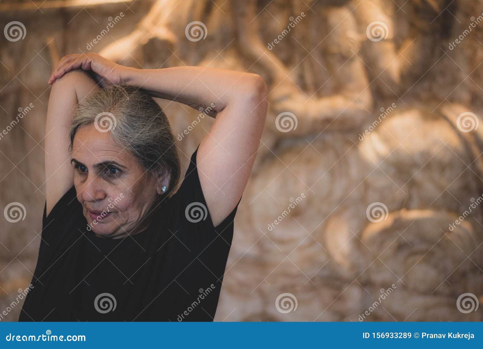 Senior Indian Woman with Grey Hair and Glowing Skin, Meditating in the  Morning. Stock Image - Image of adventure, lady: 156933289