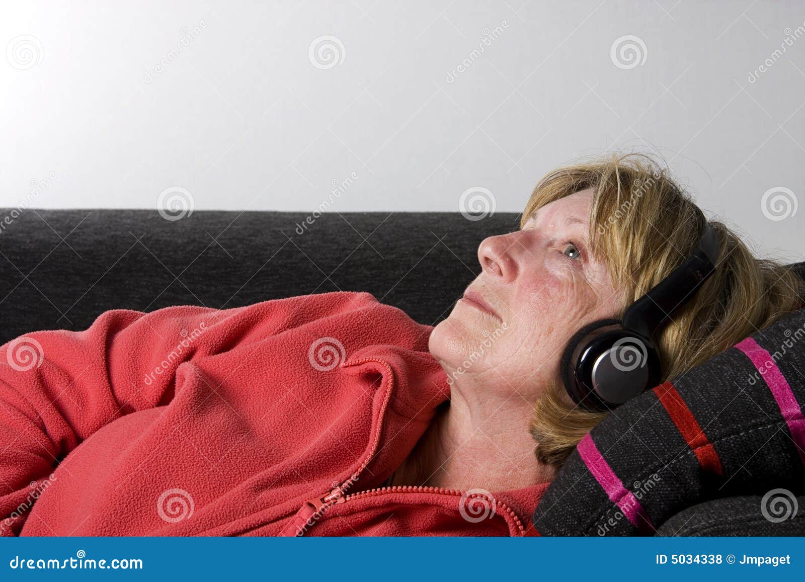 Senior Lady Headphones stock photo. Image of cordless 5034338