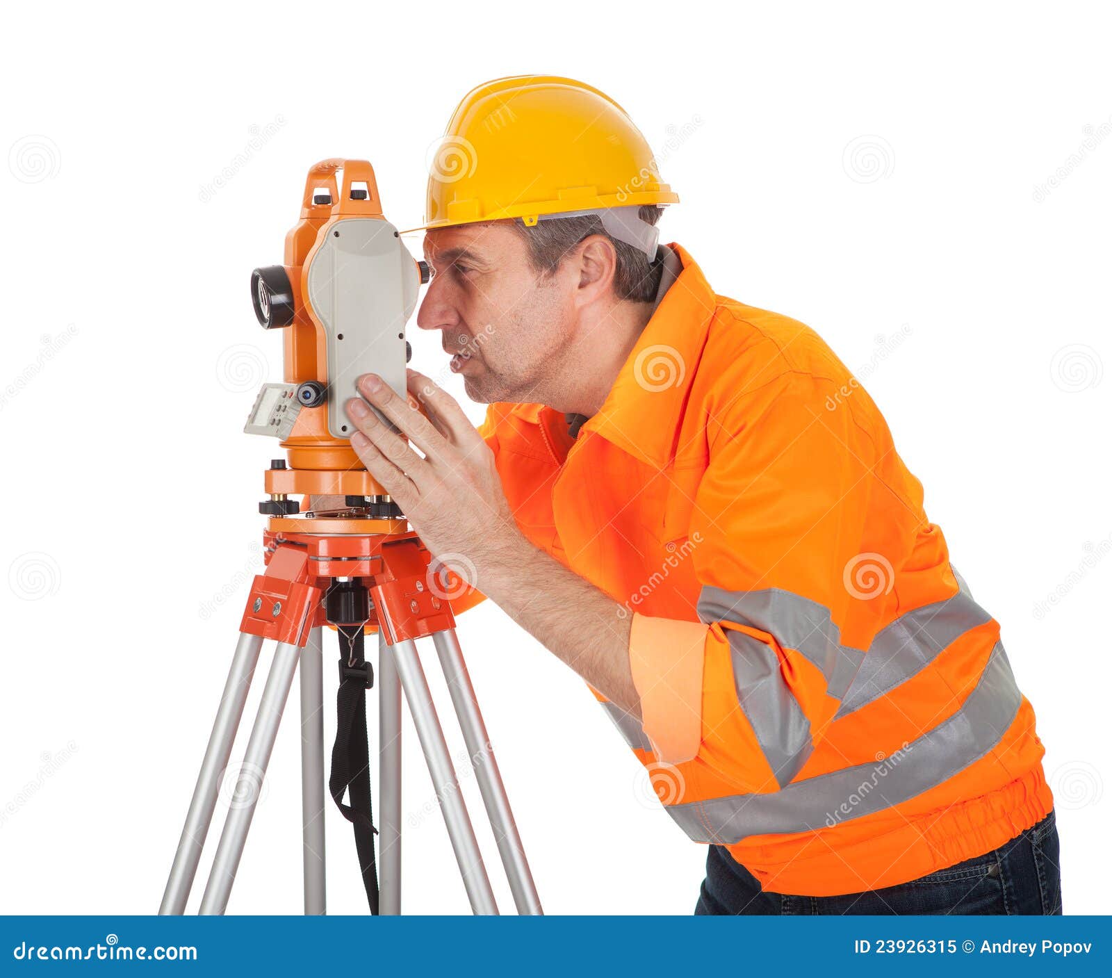 Senior Land Surveyor with Theodolite Stock Image Image of hard