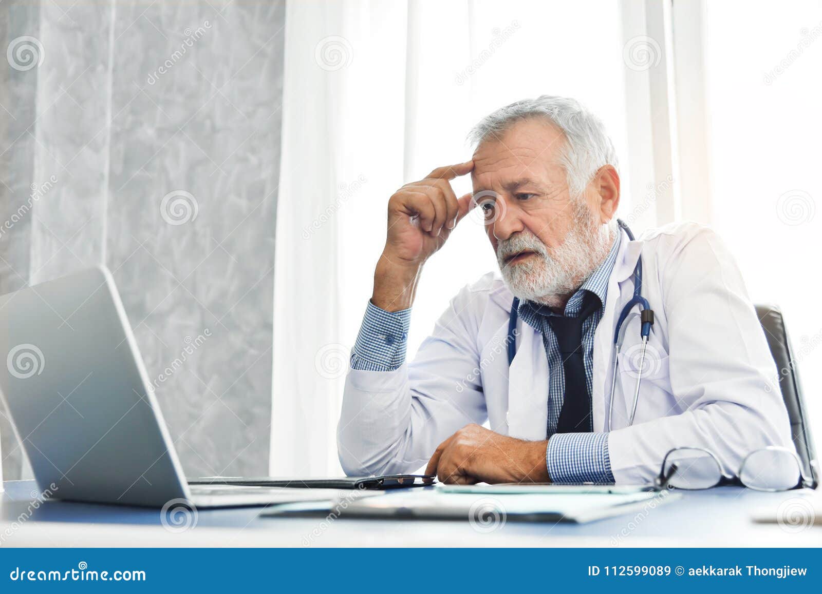 Senior Male Doctor is Thinking. Stock Image - Image of patient, health ...