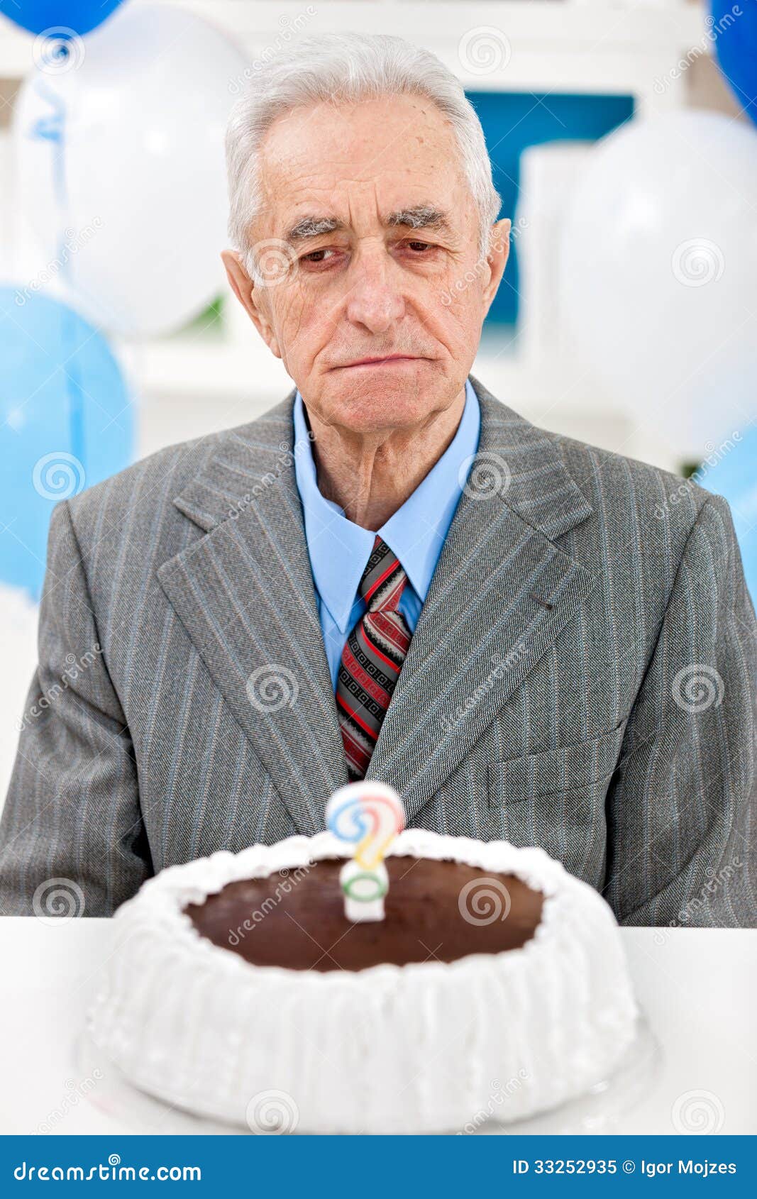 Senior Man with Birthday Cake Stock Image Image of asking, dementia
