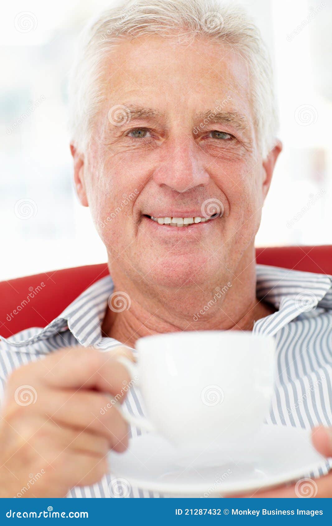 Senior man with cup of tea stock photo. Image of haired 21287432