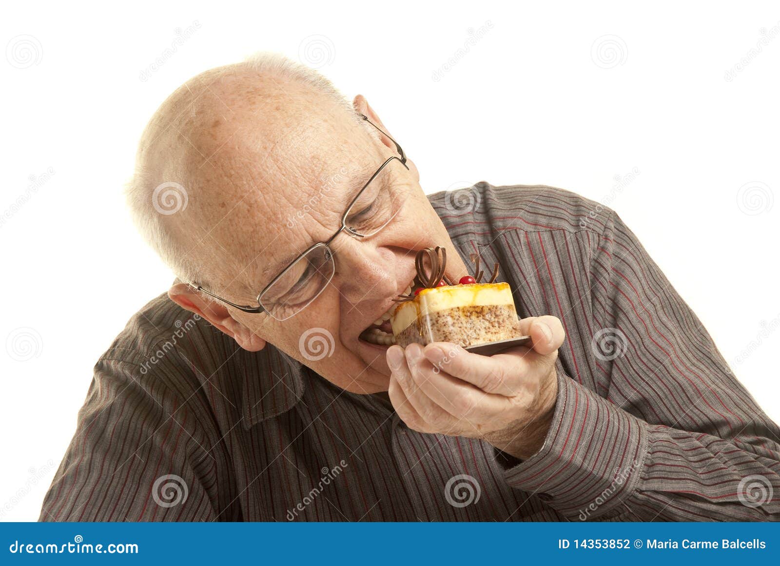 Senior Man Eating A Cake Stock Photography Image 14353852
