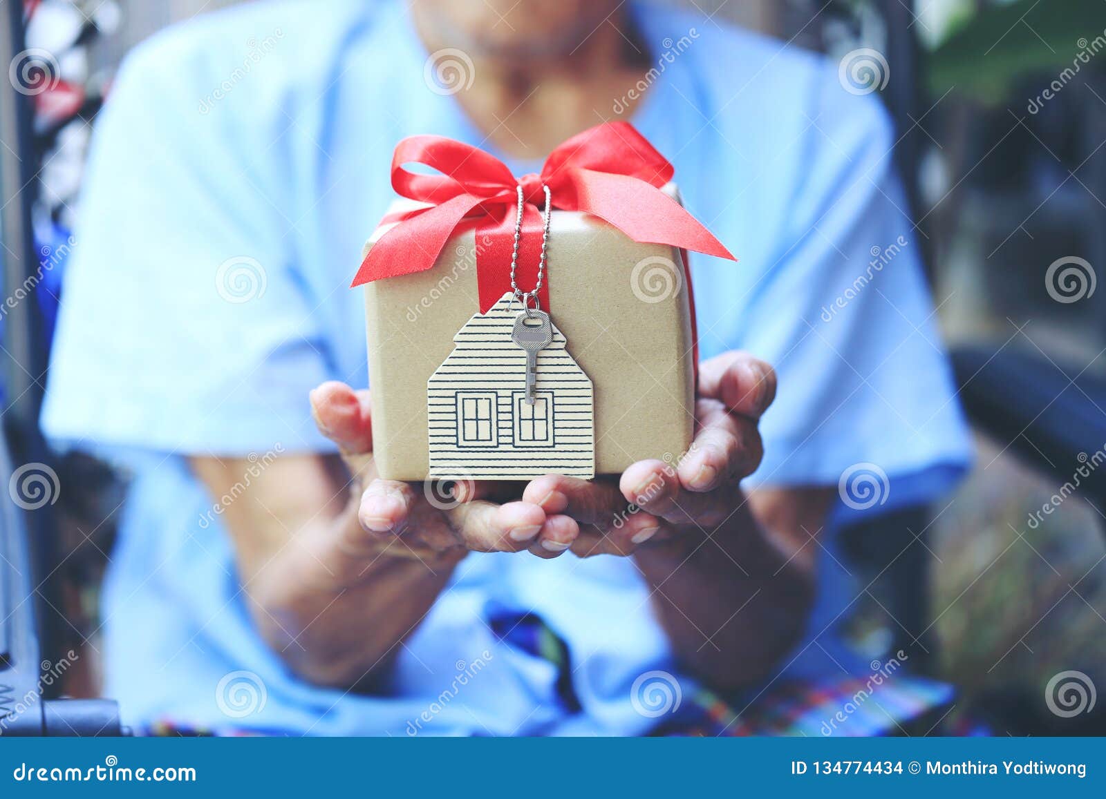 Model Of A House In Gift Box With Red Ribbon Stock Photo, Picture and  Royalty Free Image. Image 53249624.