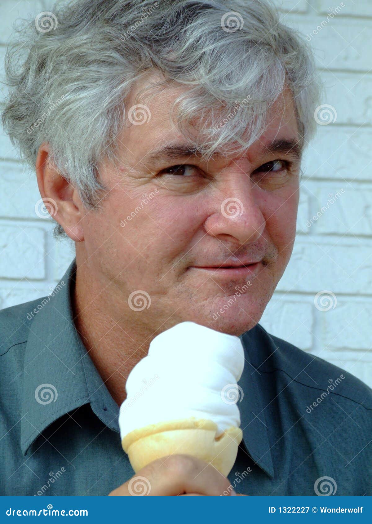 Senior Man with Ice Cream Cone Stock Image Image of cone, male 1322227