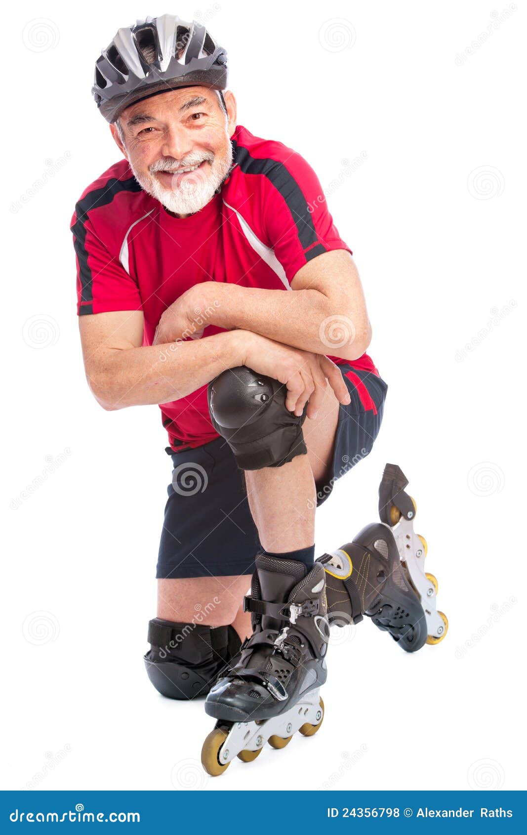 Senior man inline skating stock photo. Image of protection 24356798