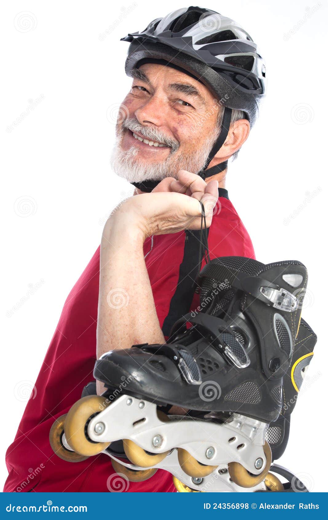 Senior man inline skating stock photo. Image of expression 24356898