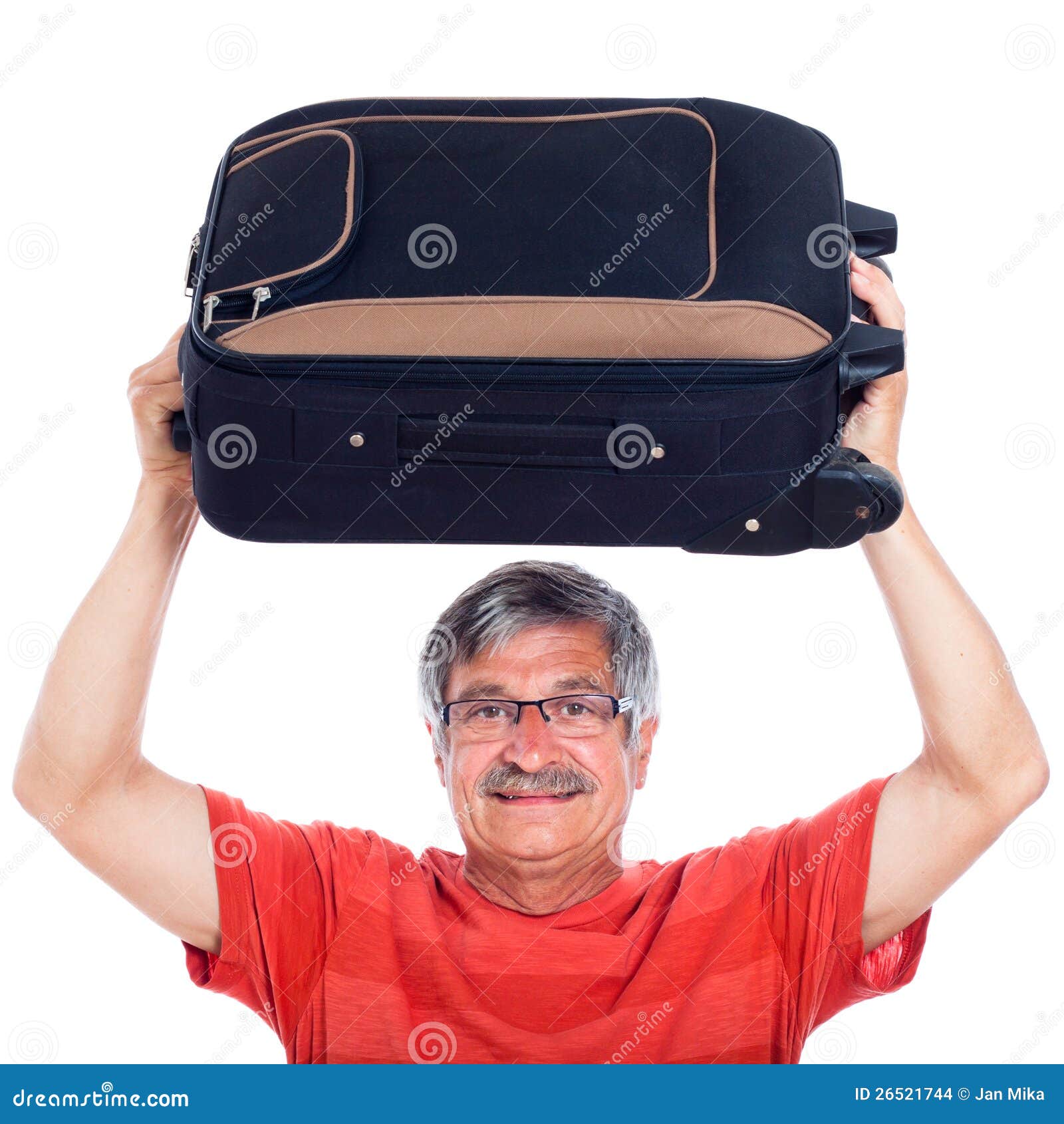 Senior man with luggage stock photo. Image of older, isolated 26521744