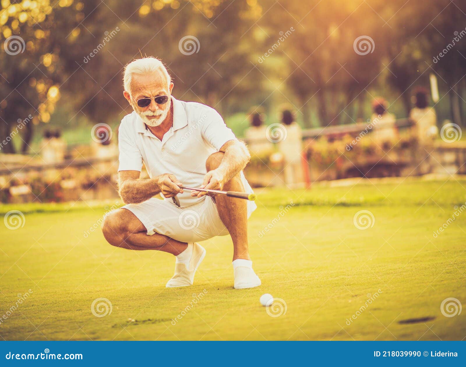 Senior Man Playing Golf Alone Stock Photo Image of alone, field