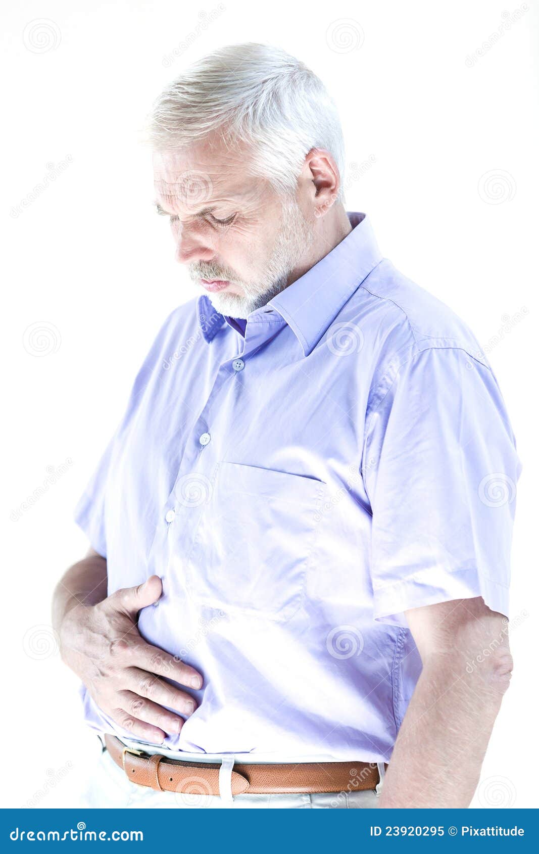 senior man portrait suffer stomachache