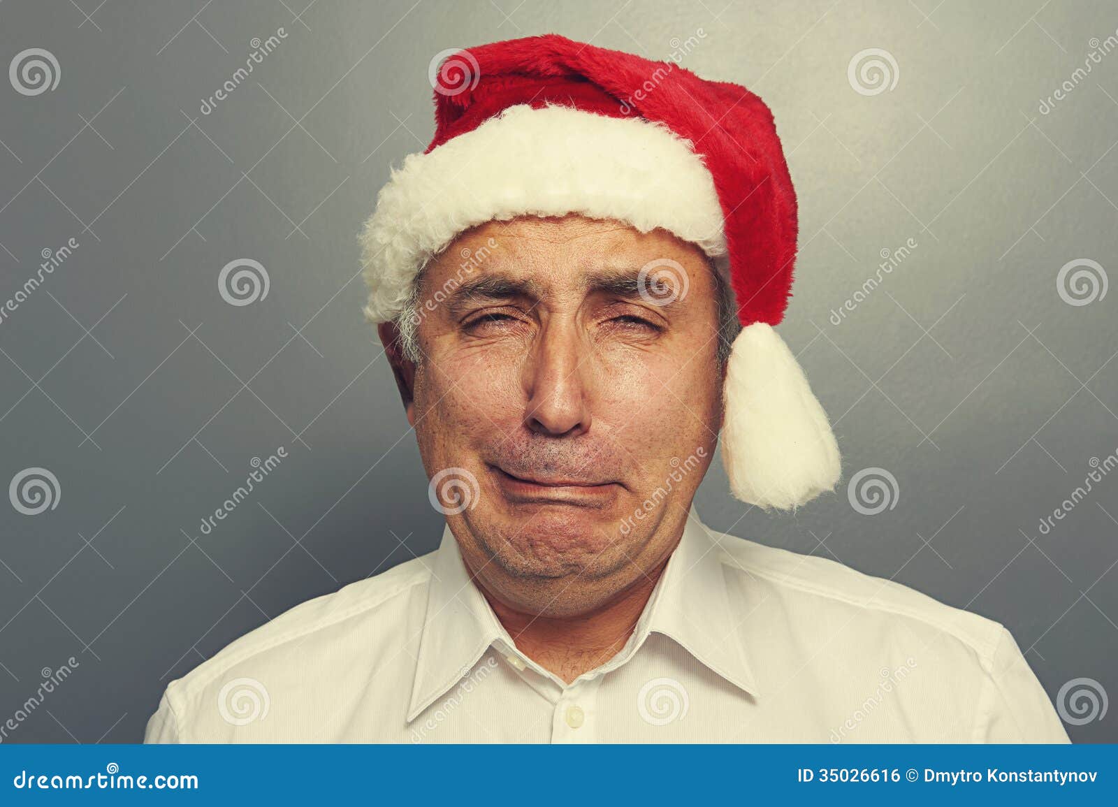 Senior Man in Red Santa Hat Stock Photo Image of senior, expression