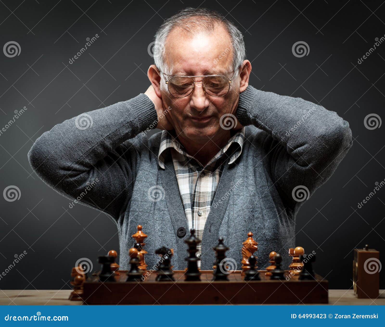 Senior Man Thinking about His Next Move in a Game of Chess Stock Photo -  Image of king, checkmate: 64993646