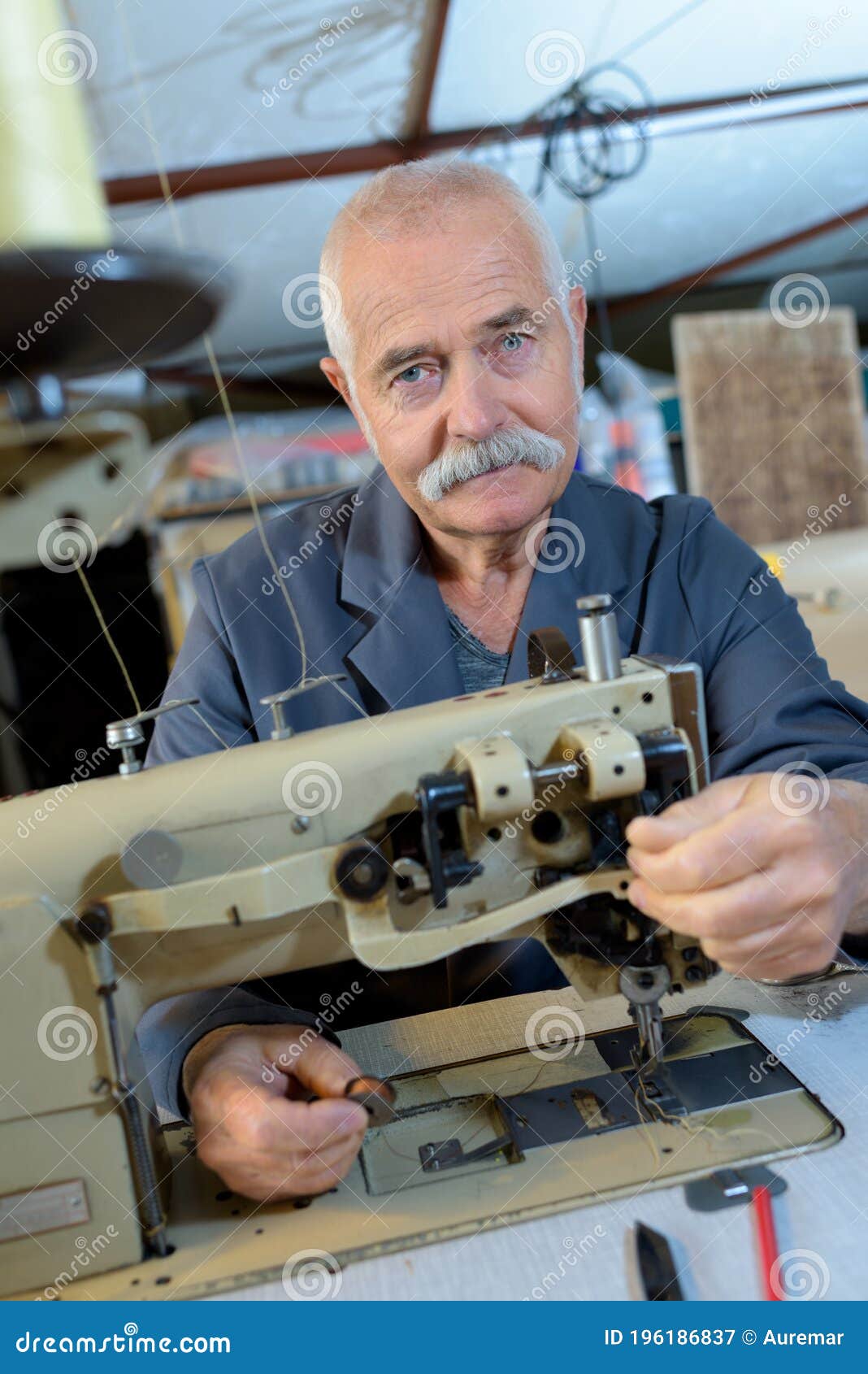 Senior Man Using Sewing Machine Stock Image Image of craft, hobby