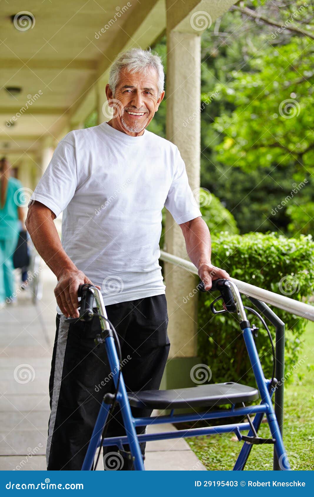 Senior Man Walking With Walker Stock Image - Image of 