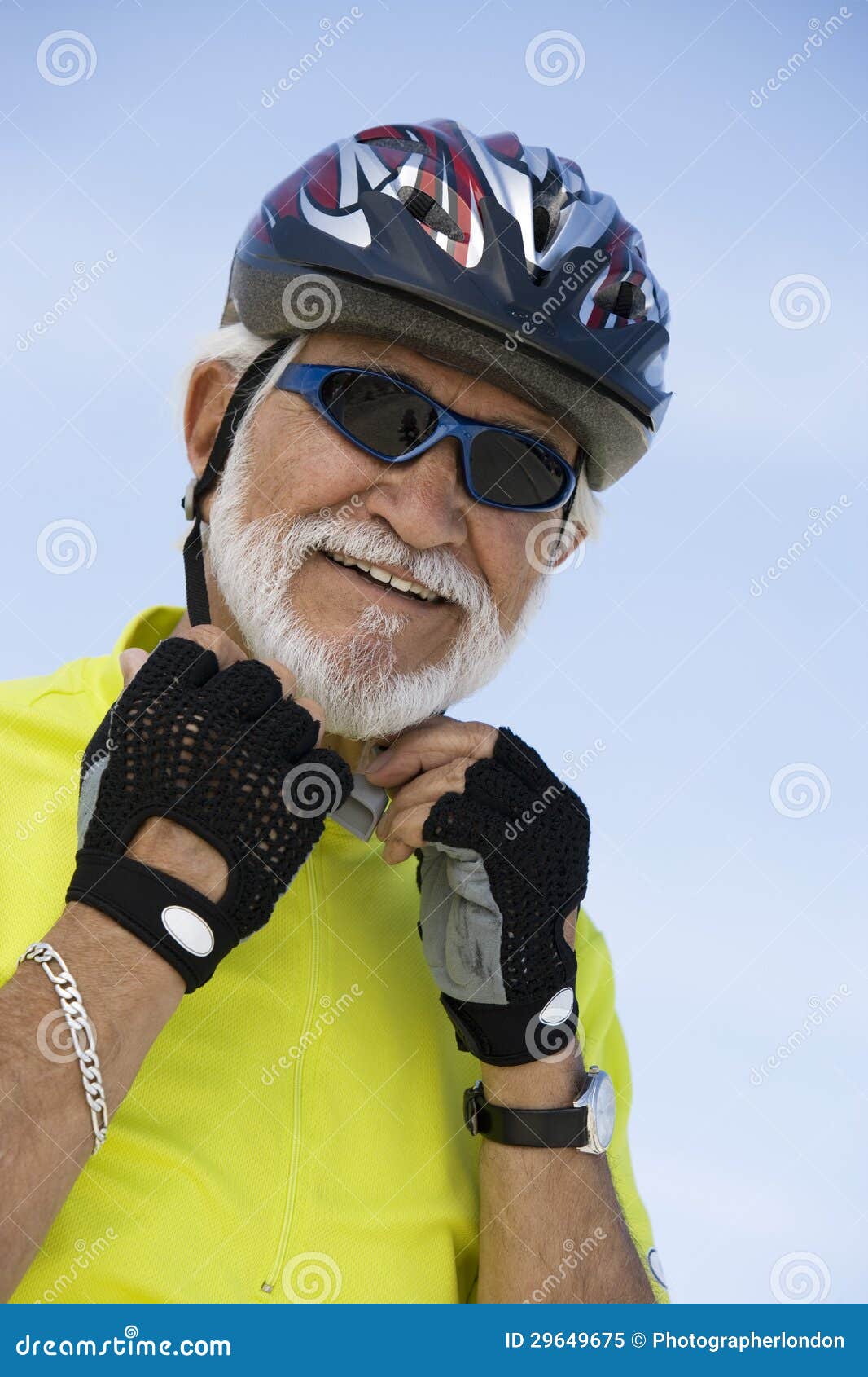 Senior Man Wearing Helmet stock image. Image of older 29649675