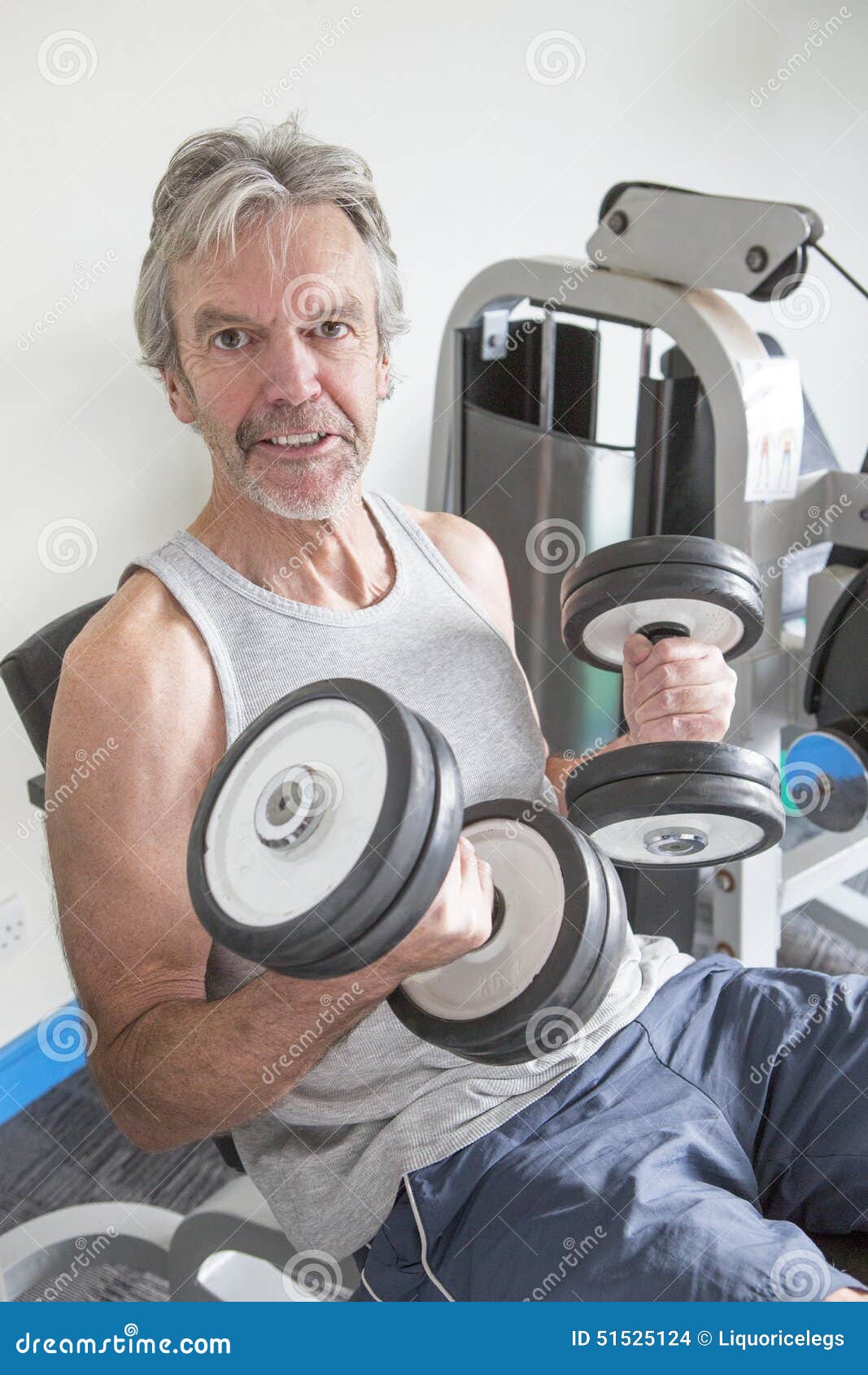 Senior man with weights stock photo. Image of gain, weightlifting ...