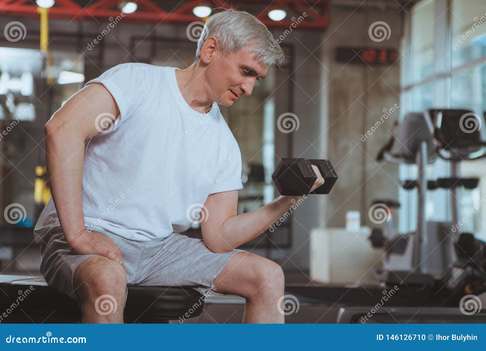 Senior Man Working Out at the Gym Stock Photo - Image of achievement ...