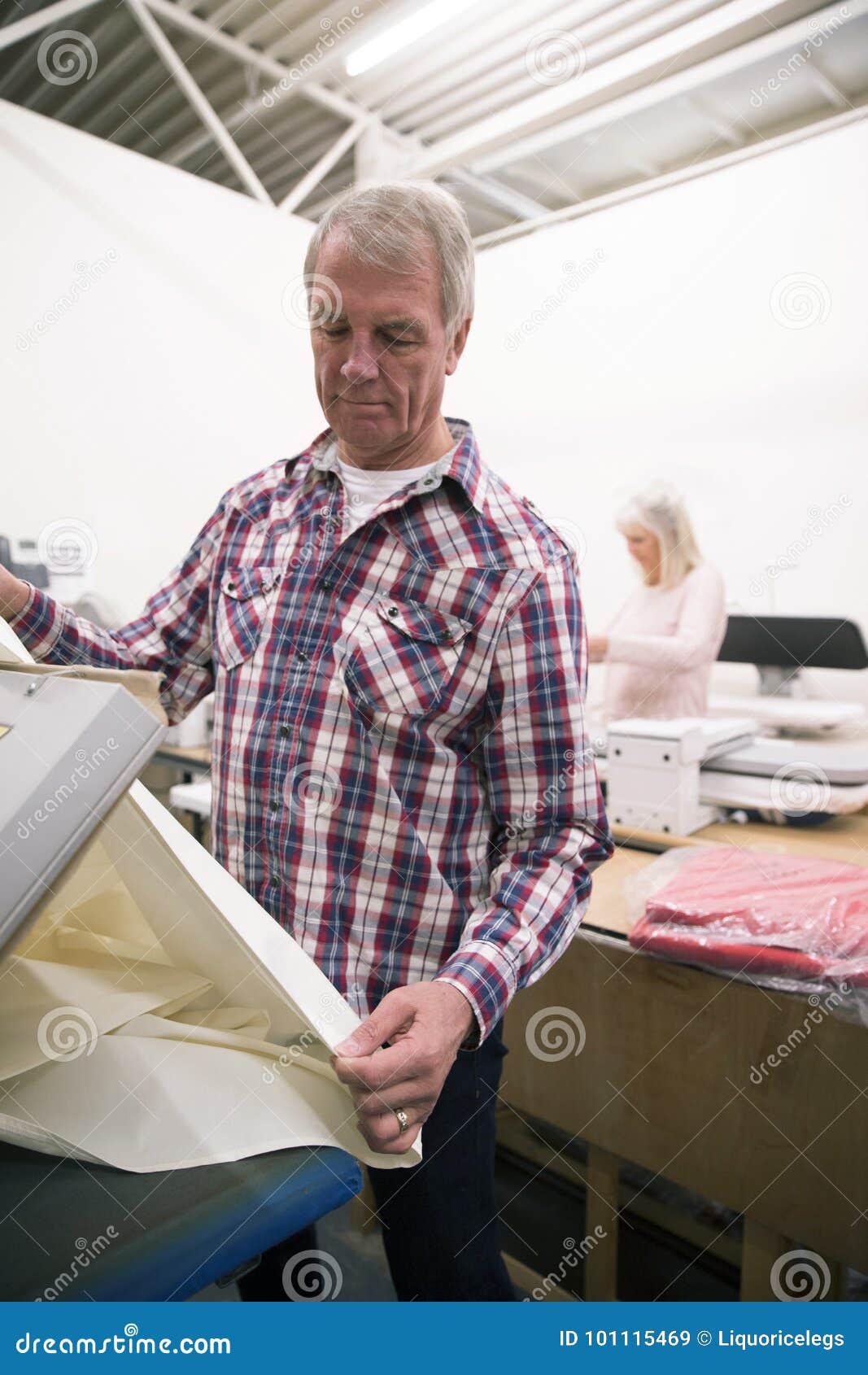 Pressing Material in a Fabric Warehouse Stock Image Image of fashion