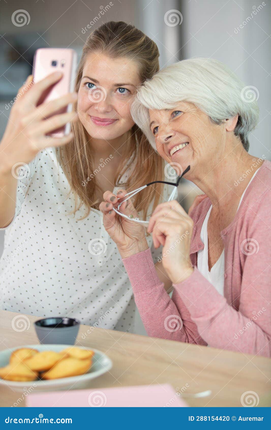 Senior Mom and Daughter Doing Selfie Stock Photo - Image of adult