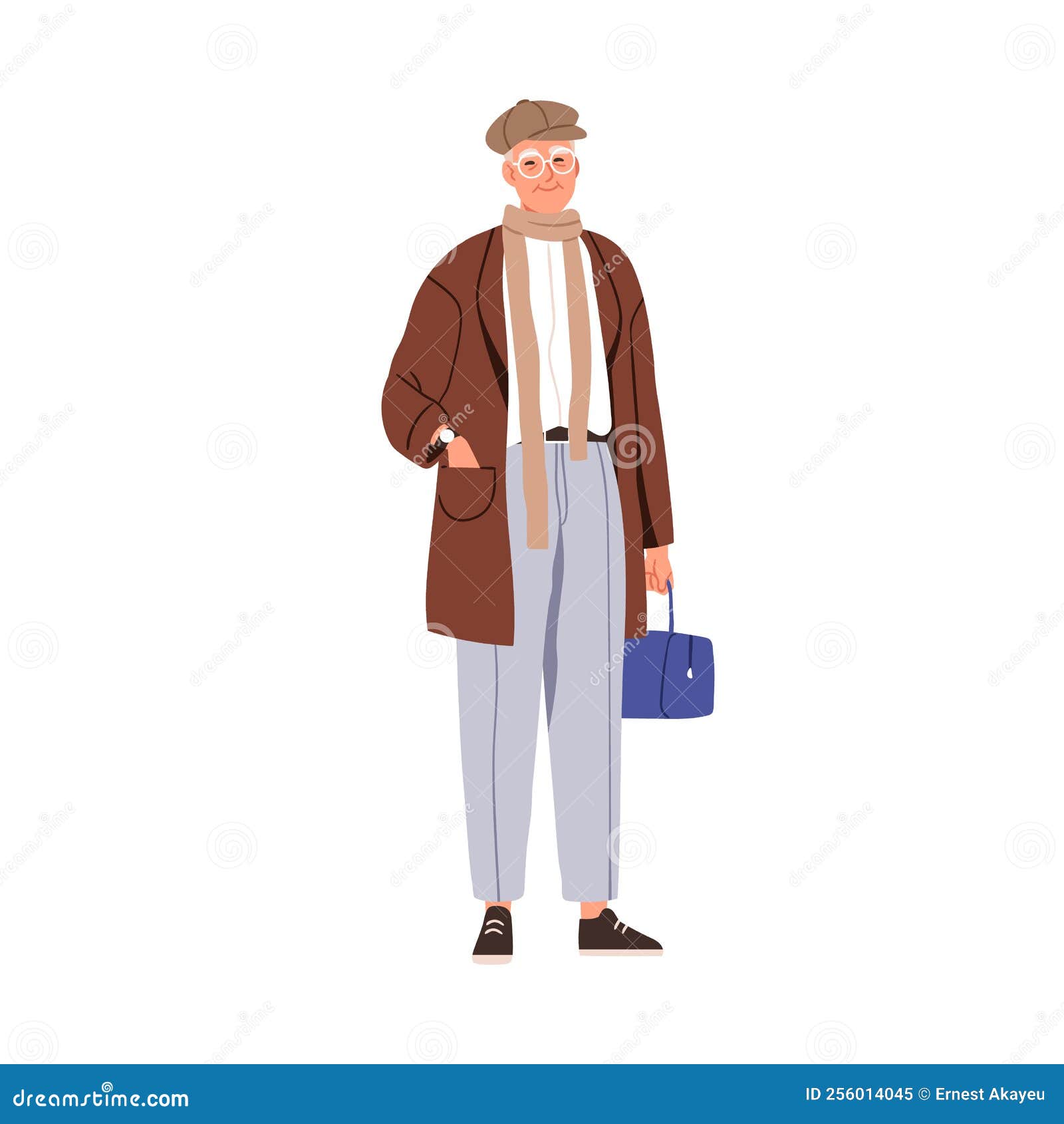 Senior Old Man Wearing Modern Stylish Clothes. Aged Elderly Male