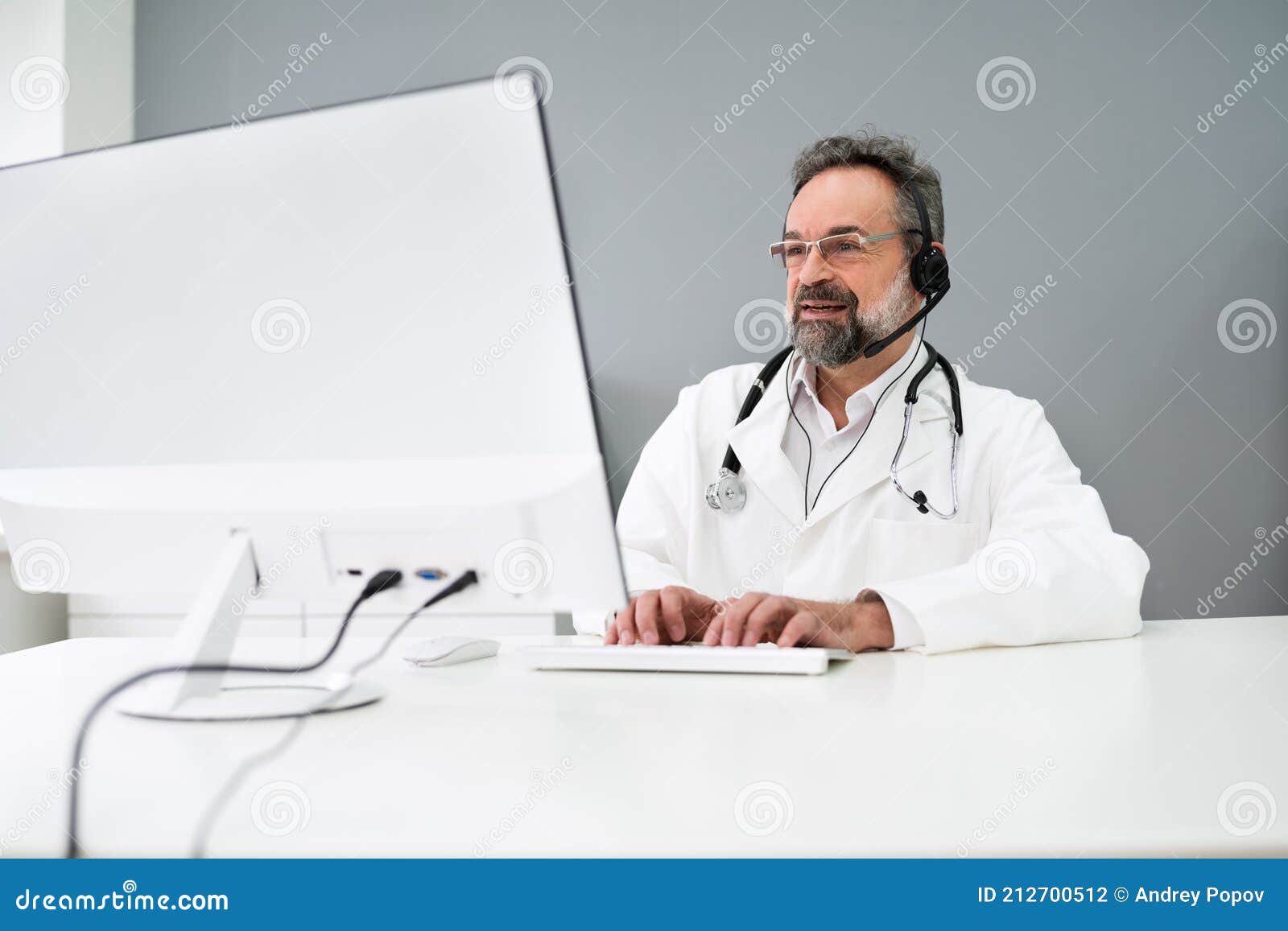 Senior Older Man Doctor Video Conference Stock Photo - Image of centre ...