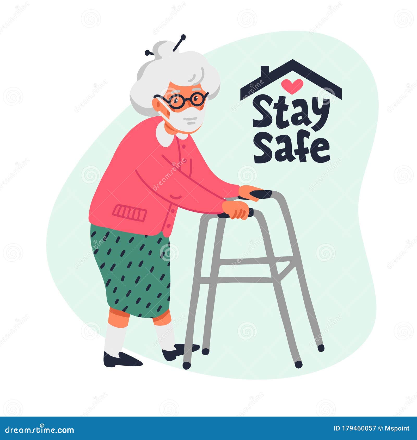 Senior Patient Protection, Stay Safe Concept. Social Poster with an