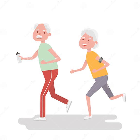 Senior People on Scamper . Elderly Woman Run with Armband for Jogging ...