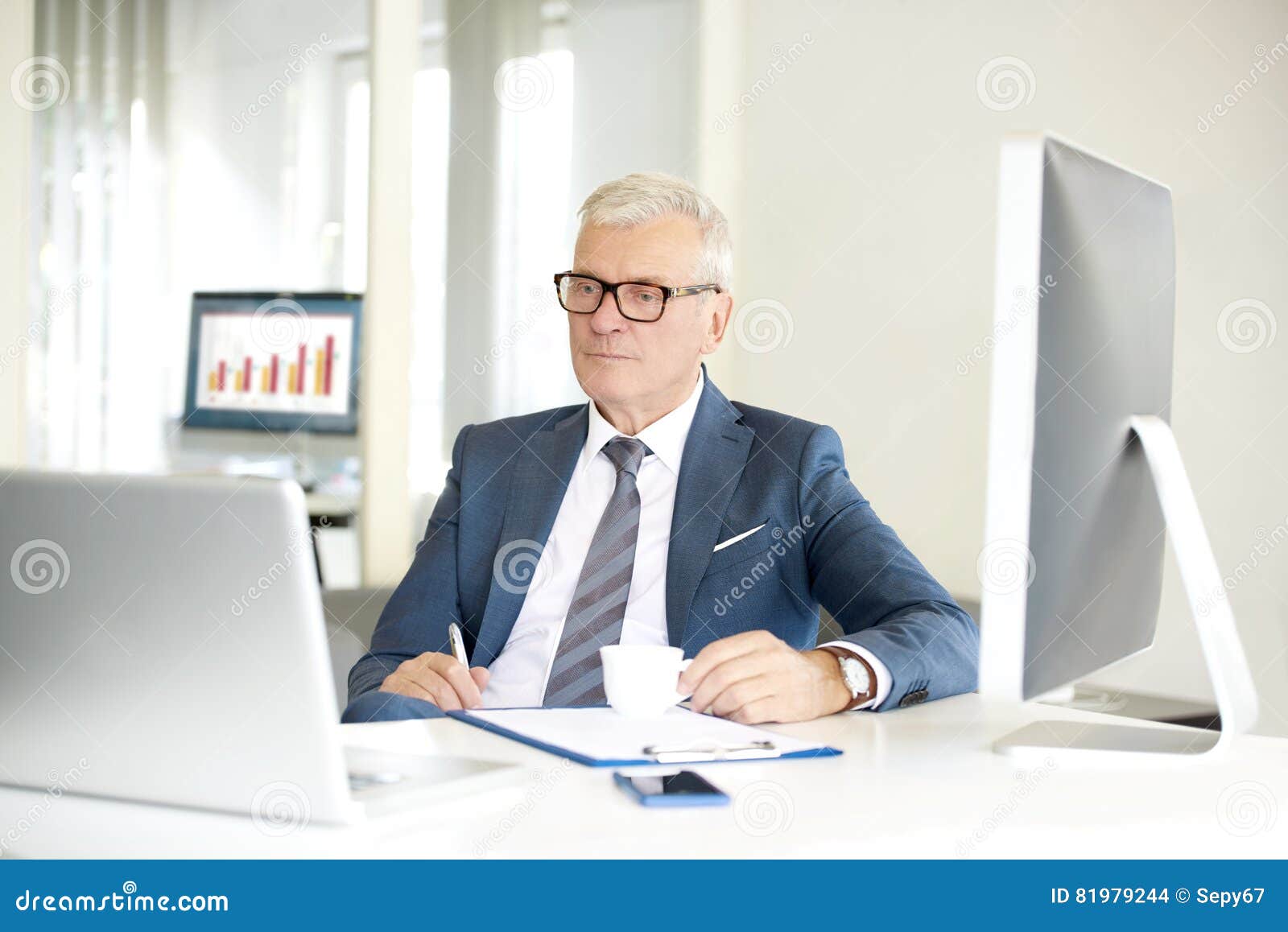 Senior Professional Man in the Office Stock Photo - Image of ...