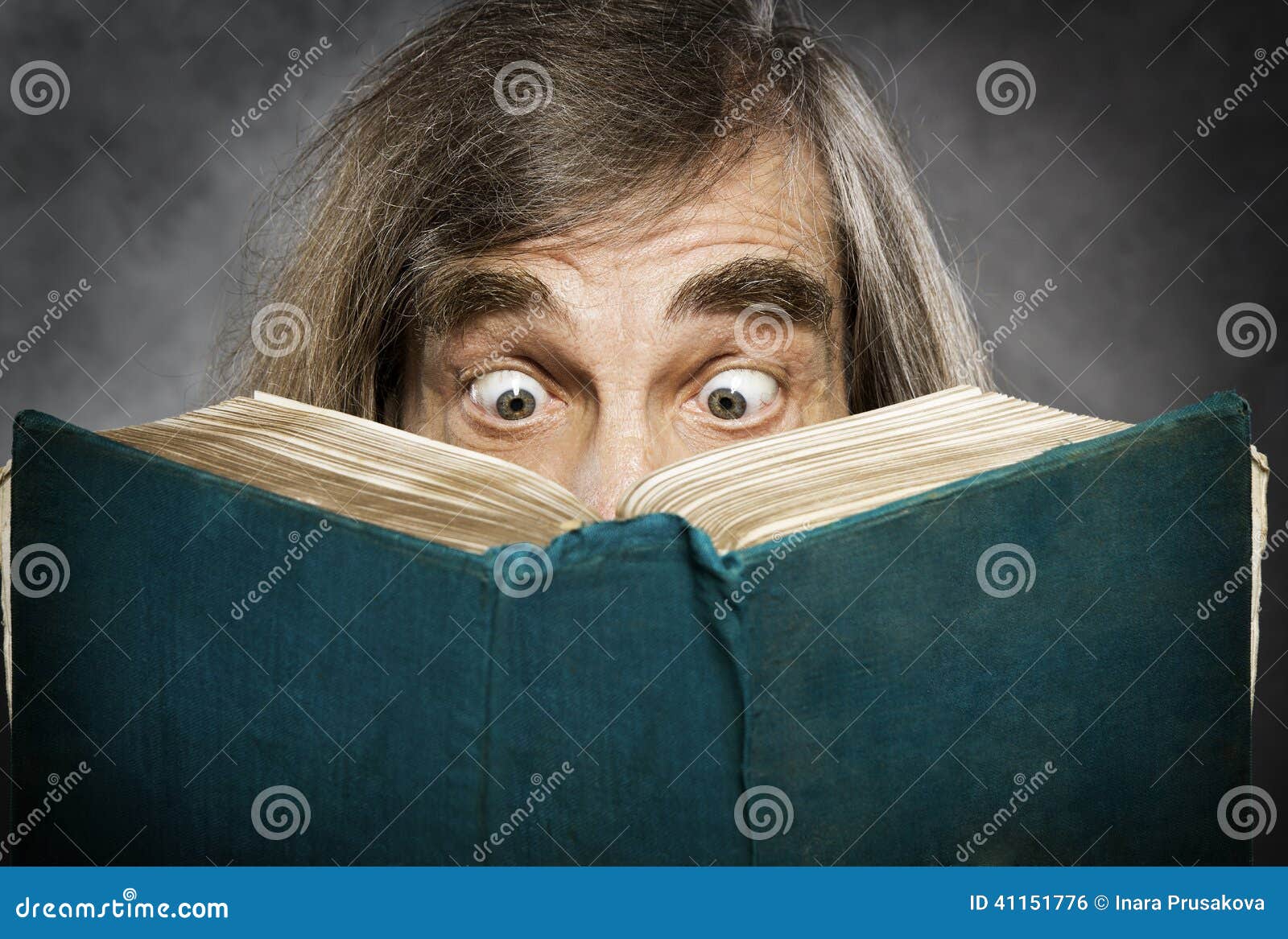 Senior Reading Open Book Surprised Old Man Amazi Stock