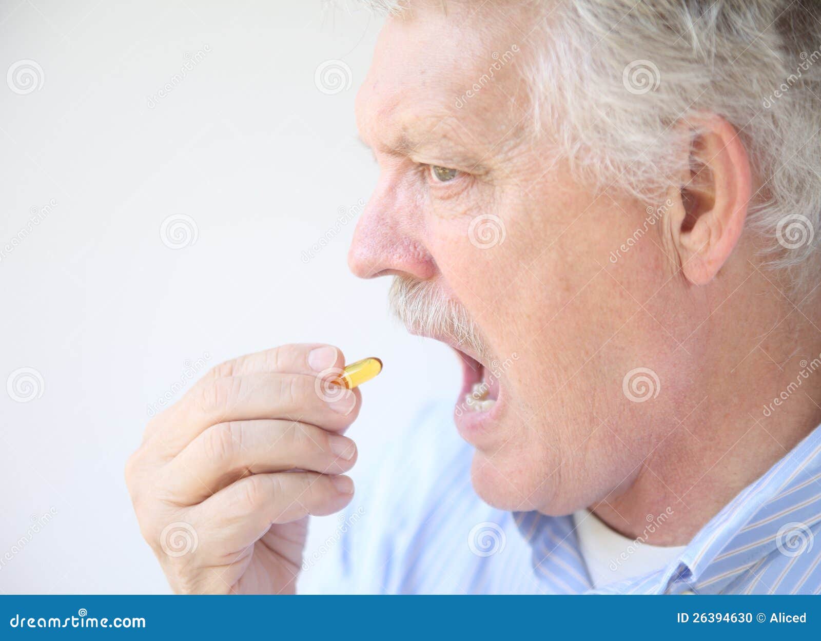 Senior Takes Fish Oil Supplement Stock Photo Image of horizontal, face 26394630