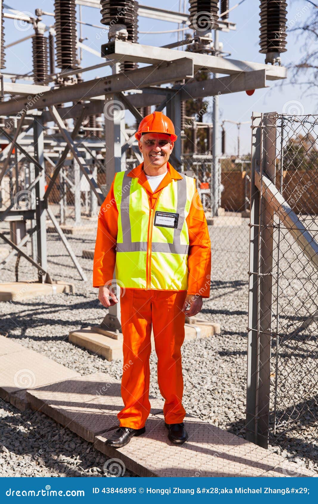 Senior technician standing stock image. Image of happy 43846895