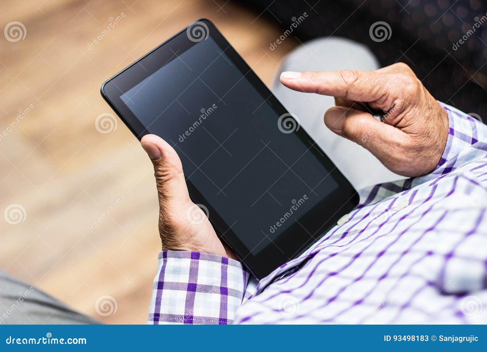 Senior Using Modern Digital Tablet Stock Image Image of business