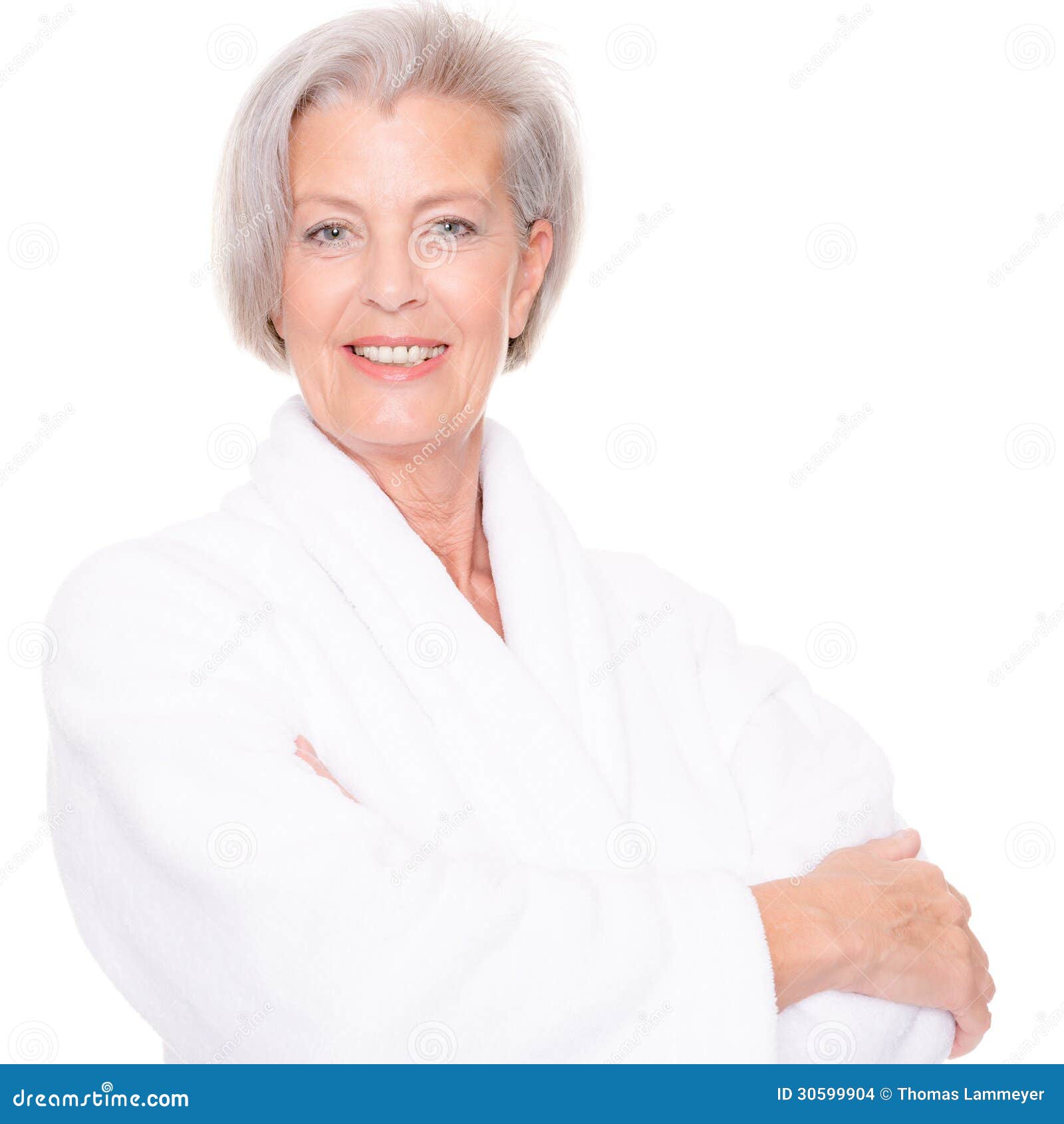 Senior woman with bathrobe stock photo. Image of female 30599904